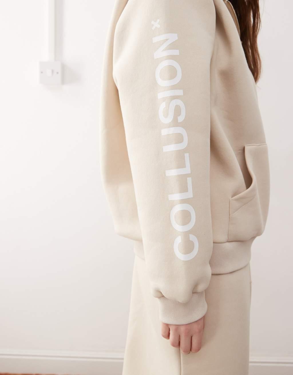 COLLUSION boxy hoodie in oatmeal heather - part of a set Product Image