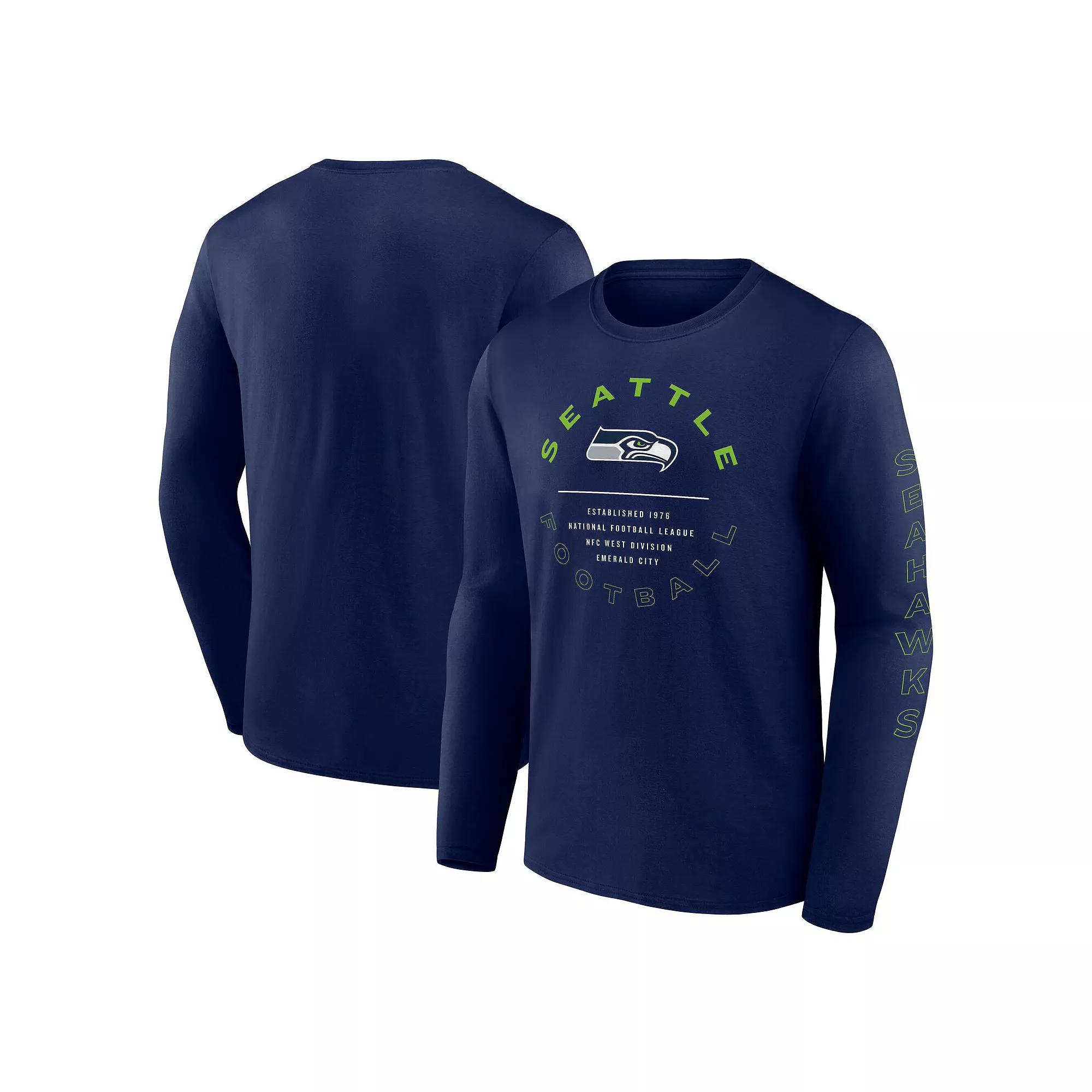 Men's Fanatics College Navy Seattle Seahawks Stat Sheet Long Sleeve T-Shirt, Size: 2XL, Team Product Image