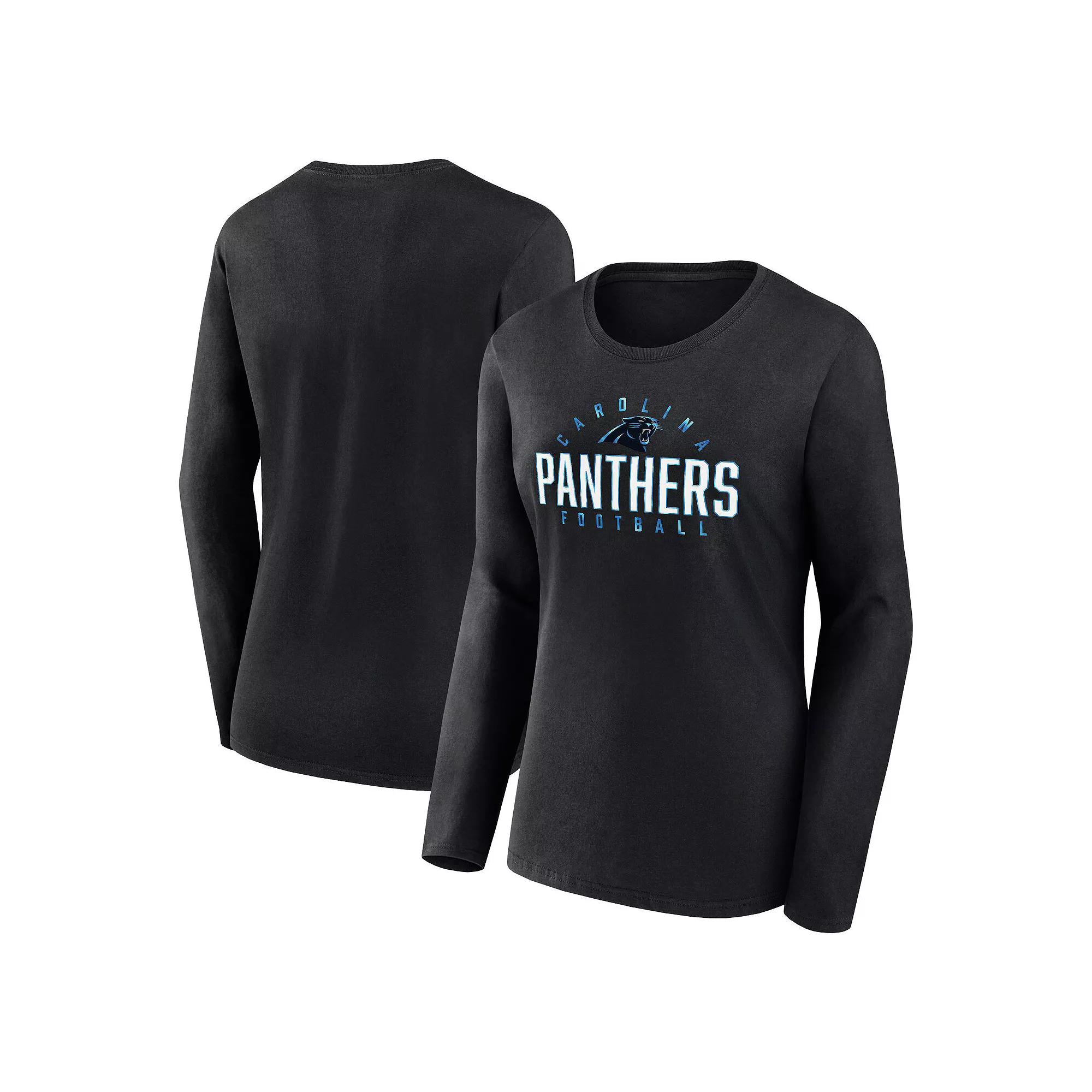 Women's Fanatics Branded Black Carolina Panthers Plus Size Foiled Play Long Sleeve T-Shirt, Size: 3XL Product Image