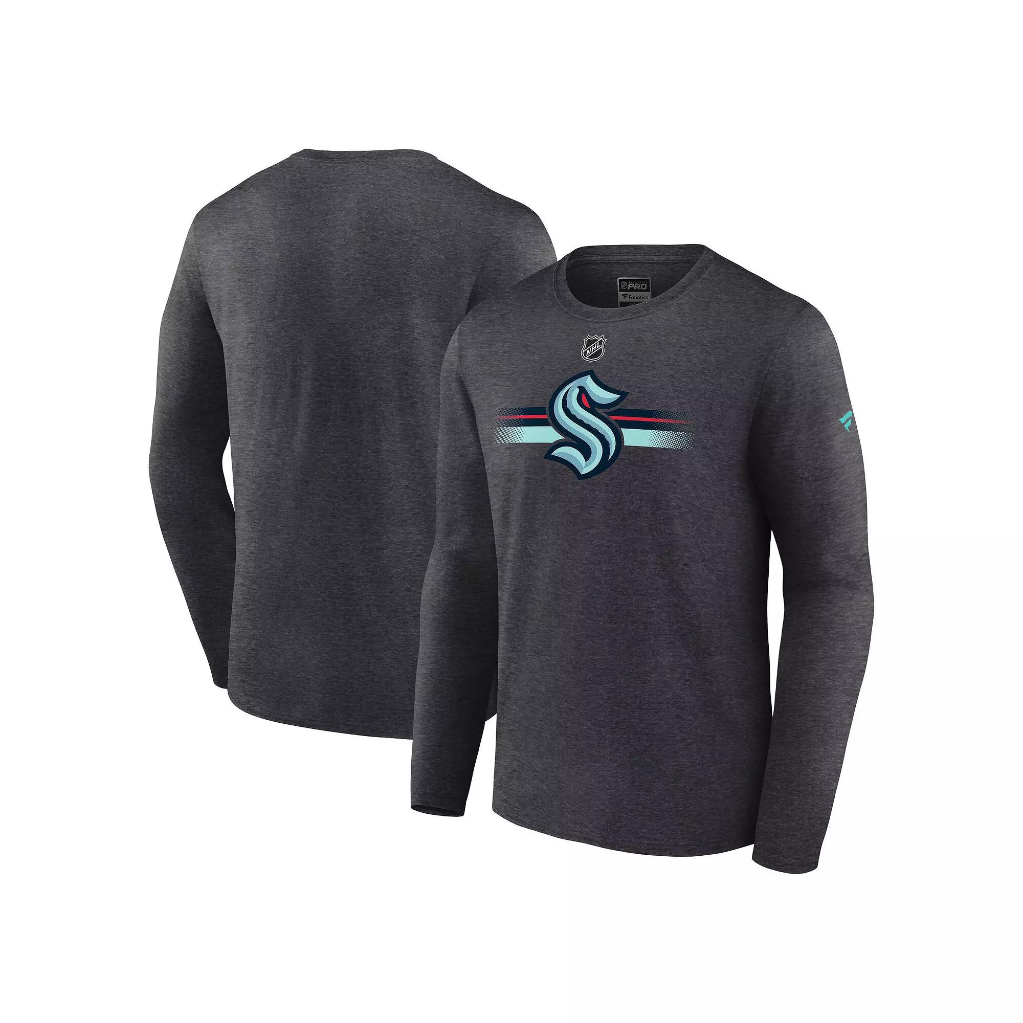 Men's Fanatics Branded Heather Charcoal Oklahoma Sooners Distressed Arch Over Logo Long Sleeve T-Shirt,  Product Image