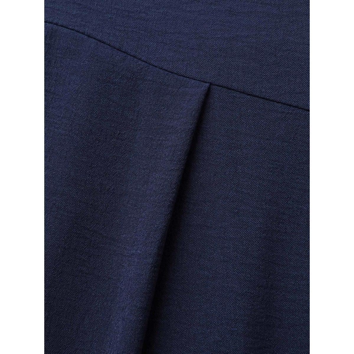 Plus Size DarkBlue Hidden Zipper Pockets Wide-Leg Jumpsuit Women Leisure Sleeveless Notched collar Casual Loose Jumpsuits BloomChic 12/L Product Image