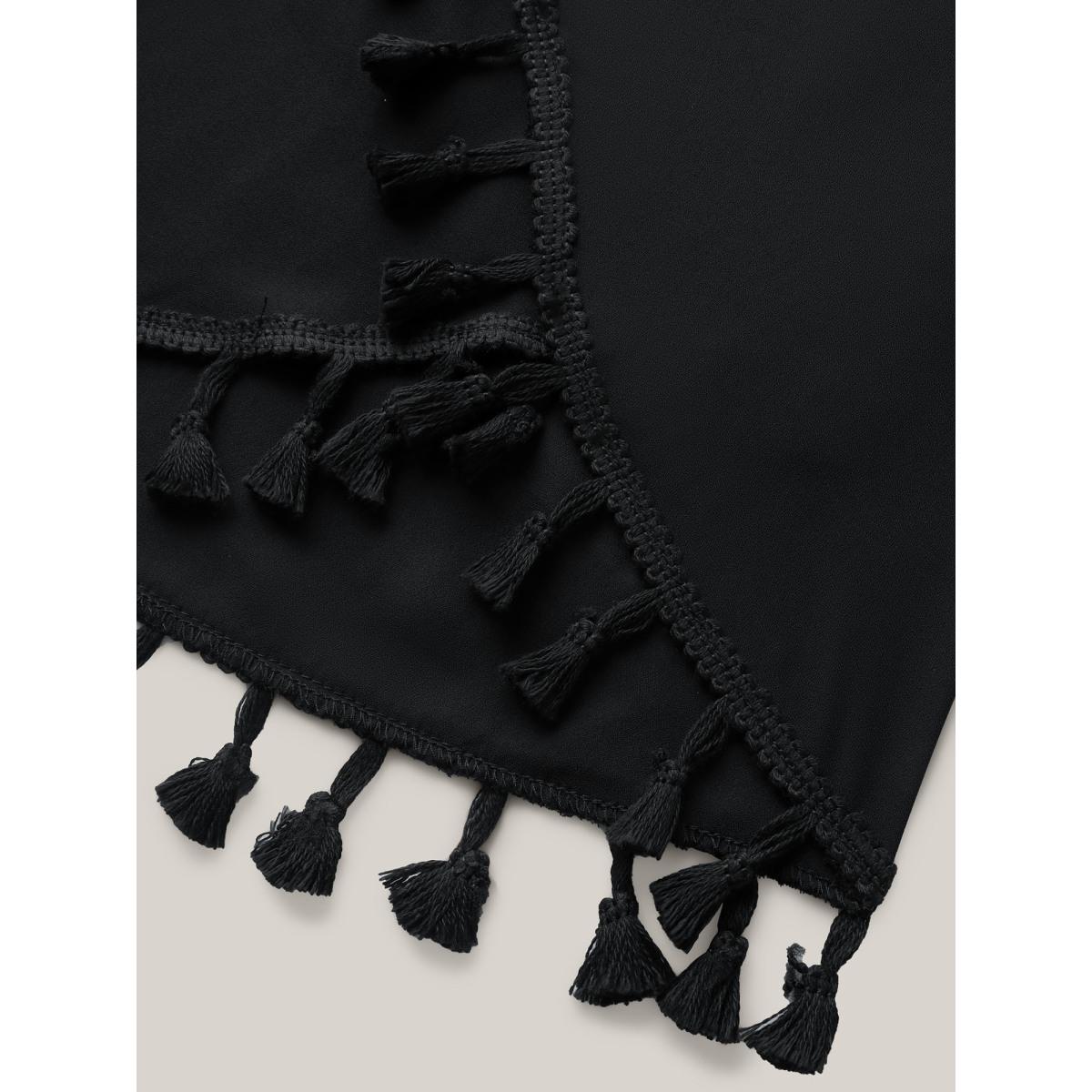 Plus Size Overlap Hem Waist-Tie Sheer Kimono Women Black Overlapping Vacation Kimonos BloomChic 14-16/1X Product Image