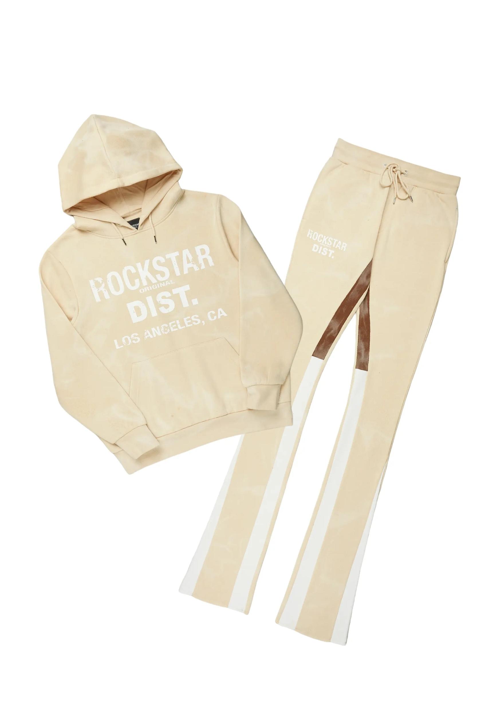 Nelly Beige Hoodie/Super Stacked Flare Pant Set Male Product Image