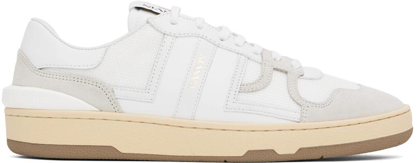 LANVIN Mesh And Leather Clay Sneakers With In White Product Image