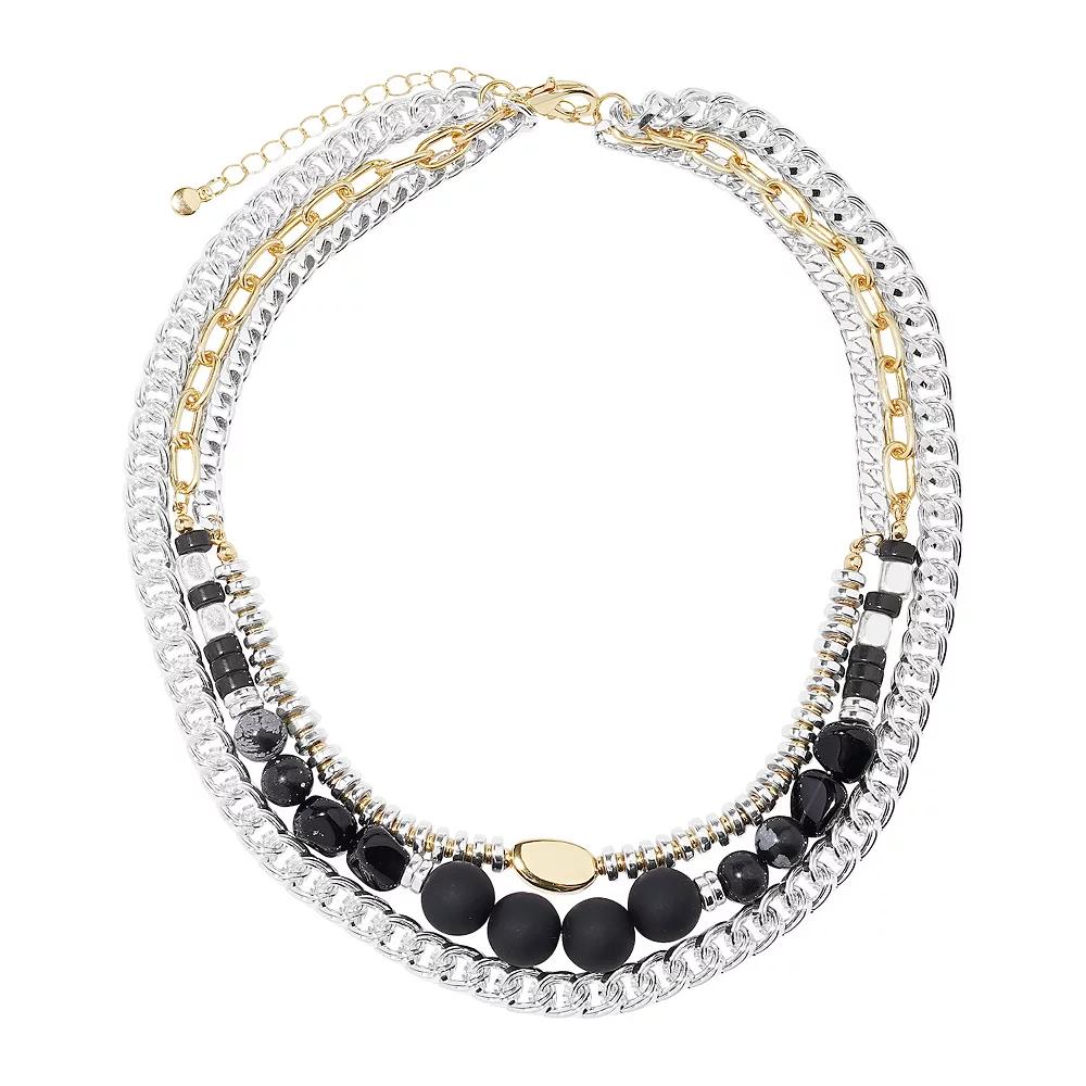 Sonoma Goods For Life® Two Tone 3 Row Chain Beads Necklace, Women's, None Product Image