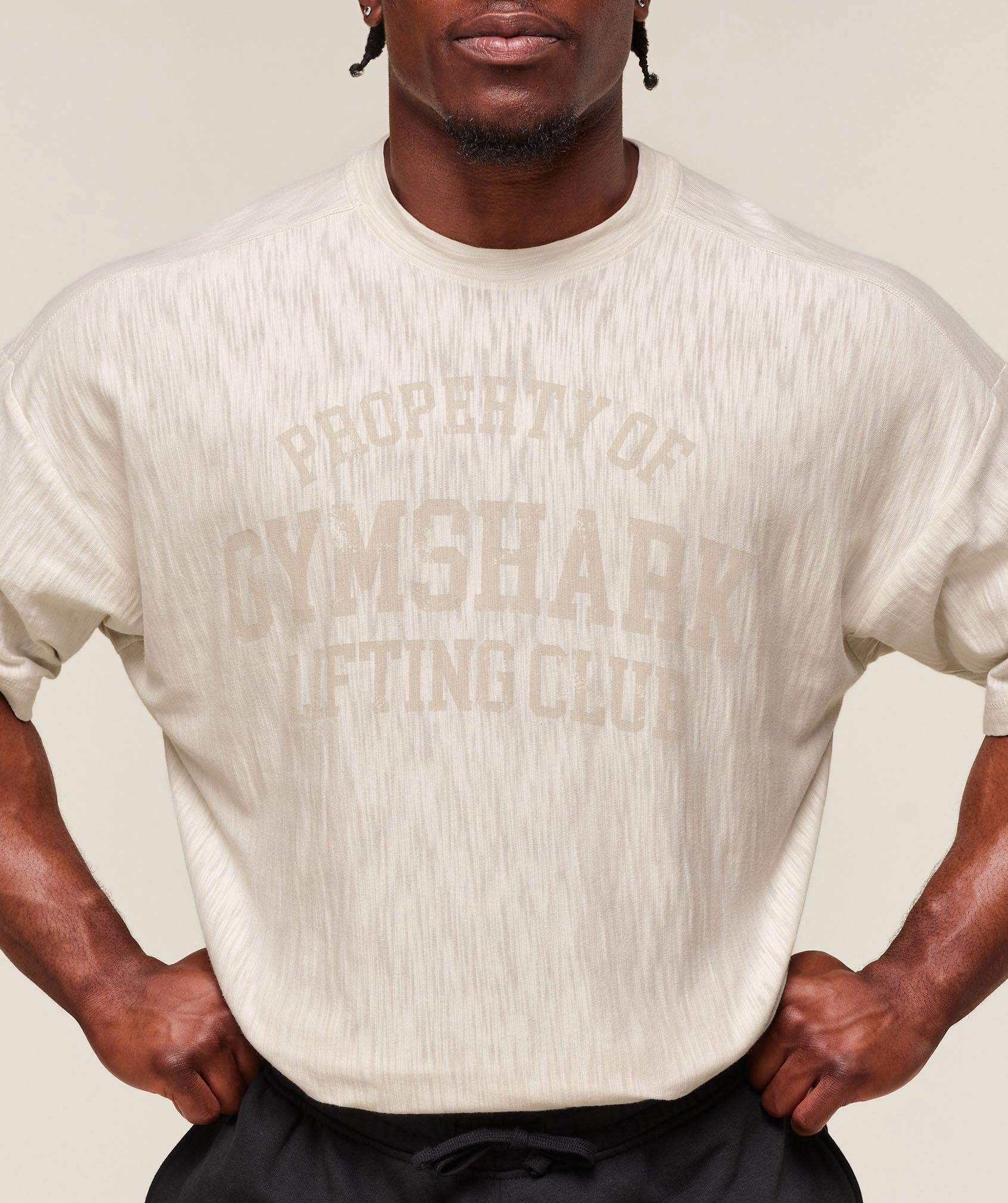 Gymshark Lightweight Slub Textured T-Shirt - Oat White Male Product Image