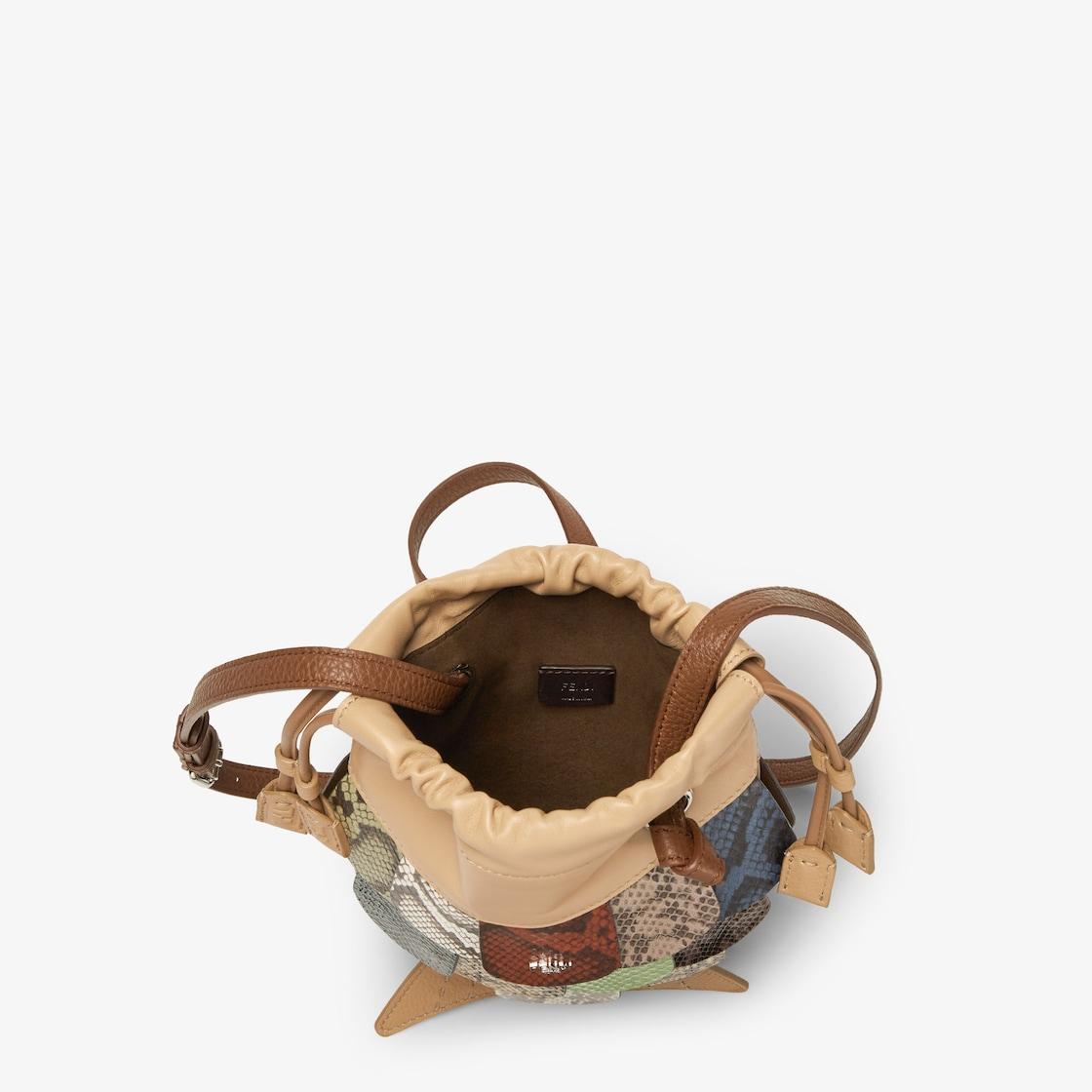 Fish BagNappa leather and multicolor lizard leather patchwork bag Product Image