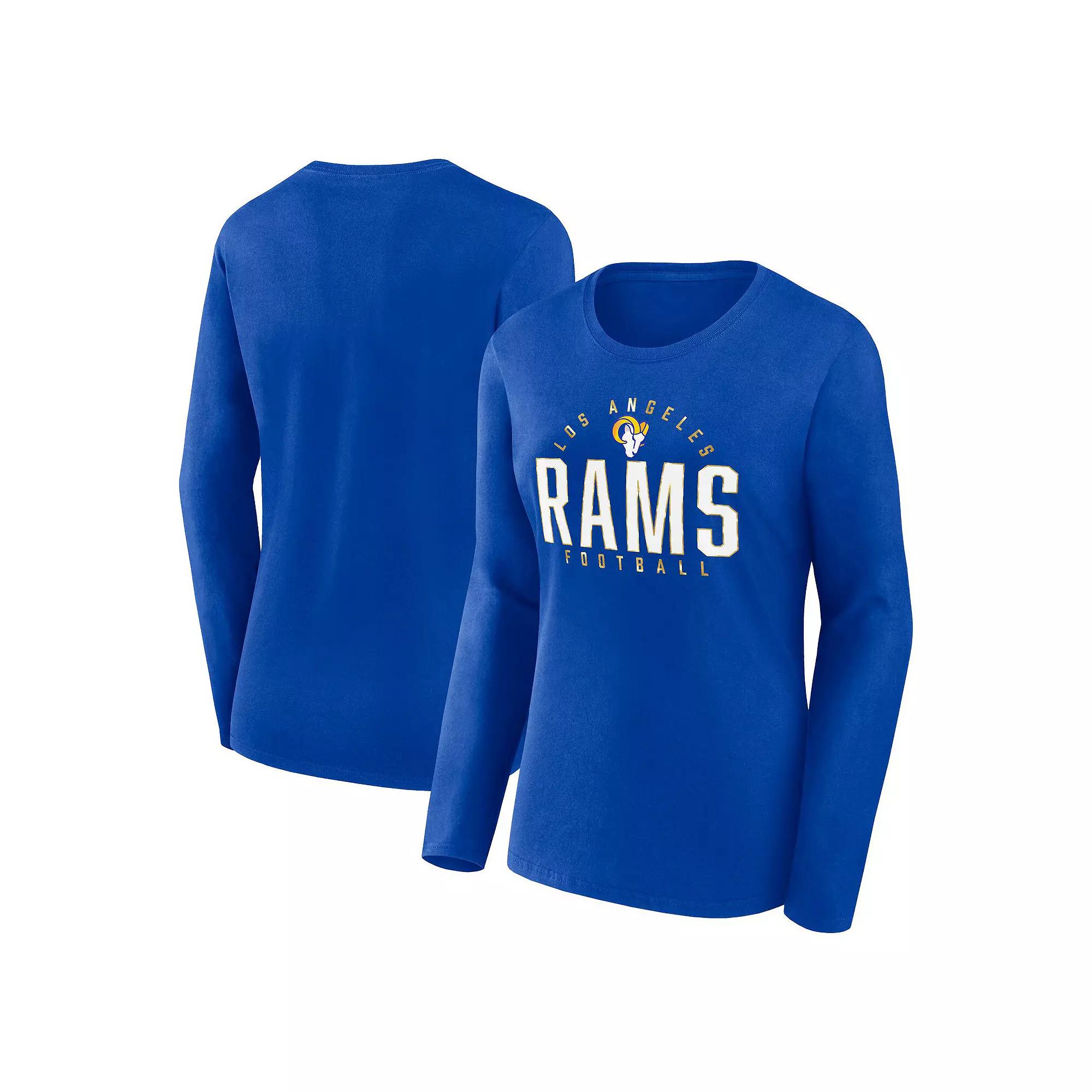 Women's Fanatics Branded Royal Los Angeles Rams Plus Size Foiled Play Long Sleeve T-Shirt, Size: 1XL, Blue Product Image