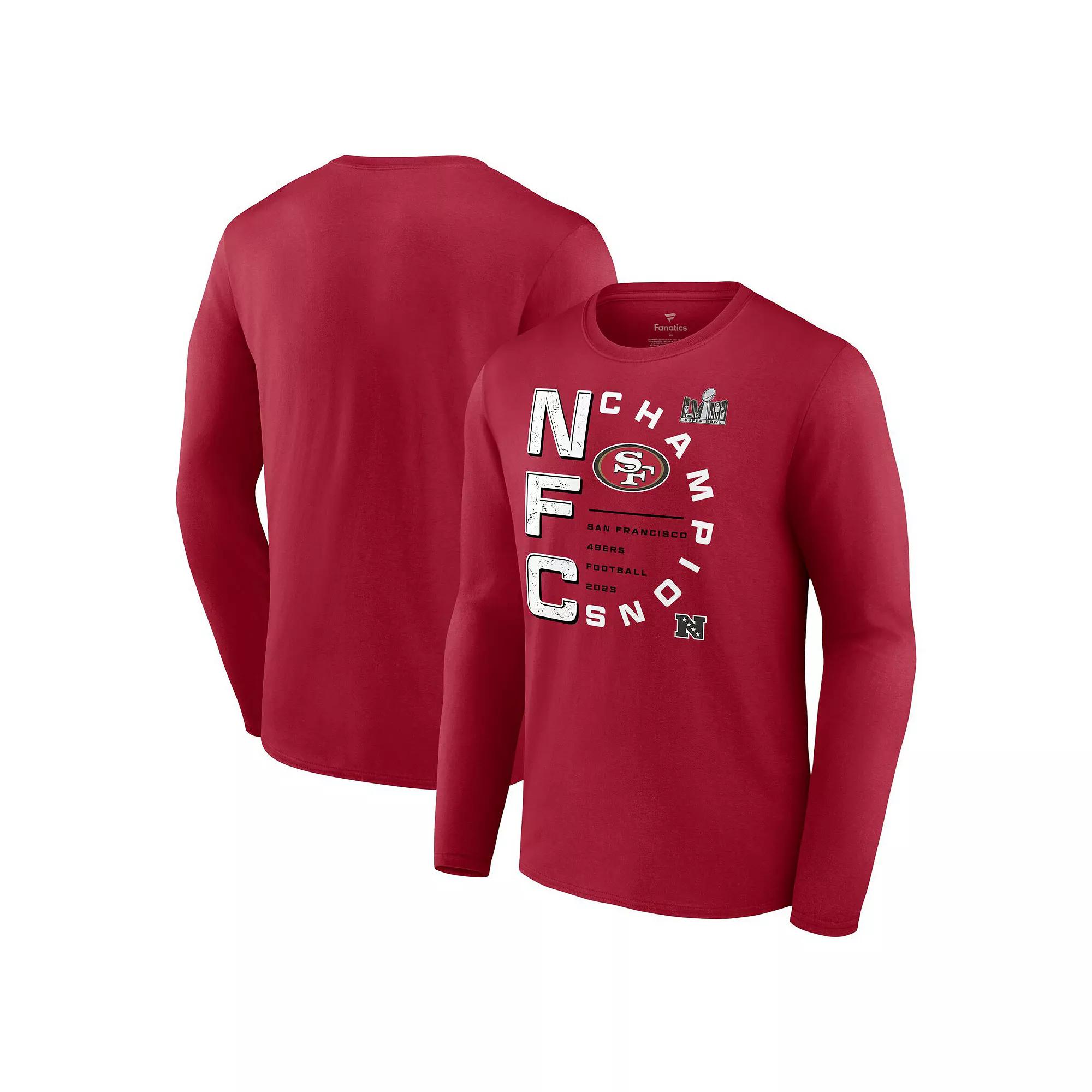 Men's Fanatics Branded Scarlet San Francisco 49ers 2023 NFC Champions Right Side Draw Long Sleeve T-Shirt, Size: Small, Red Product Image