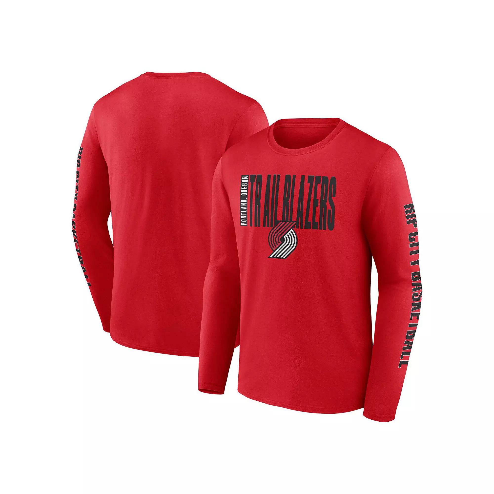 Men's Red Portland Trail Blazers Vision Long Sleeve T-Shirt, Size: XL Product Image