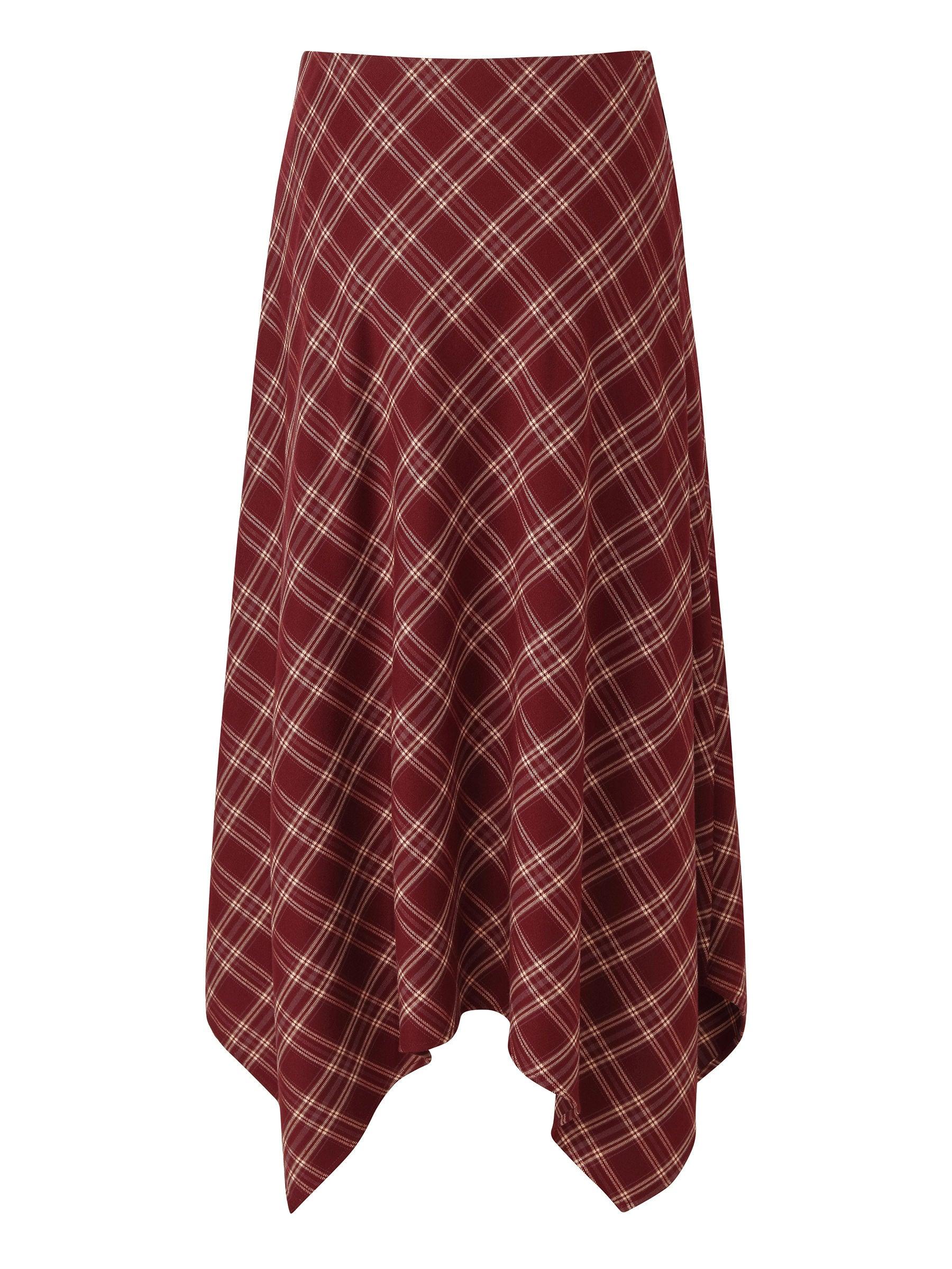 Plaid Asymmetrical Hem Women Skirt With Triangle Scarf Product Image