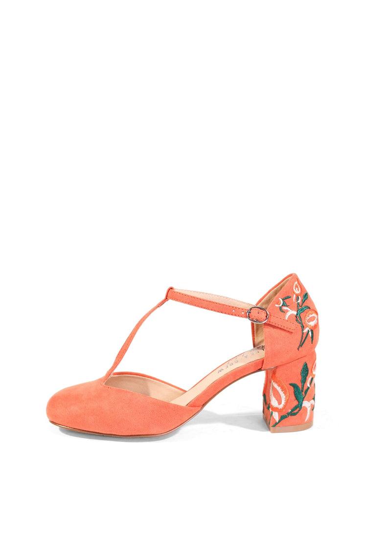 Frenchie T-Strap Embroidered Heels Product Image