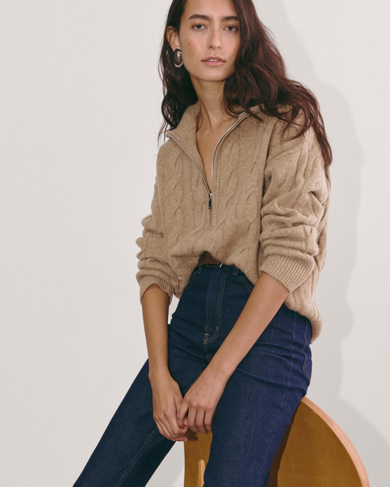 The Cable Half-Zip in Luxe Merino Product Image