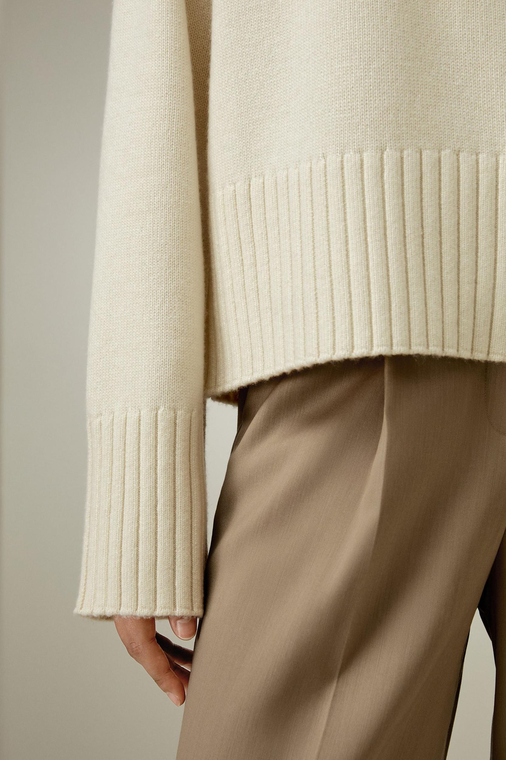 LILYSILK Cashmere Sweater Crew Neck - for Women - White Wool Cashmere - Elegant Mid-Rise Style Sweater S Product Image