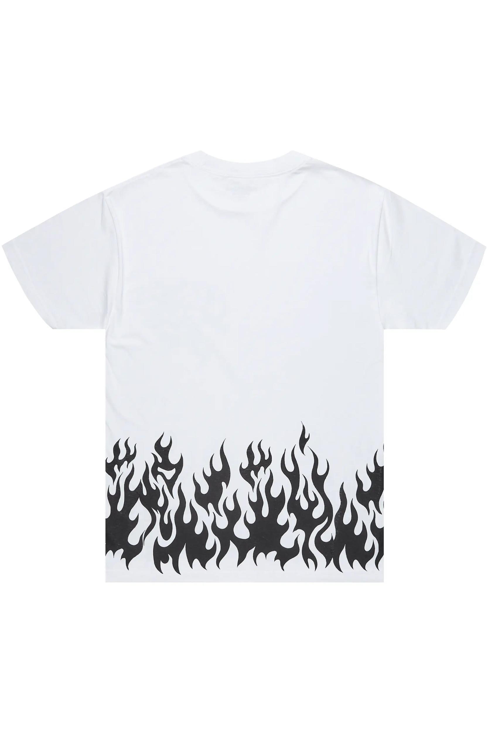 Bubble White/Black Oversized Graphic T-Shirt Male Product Image