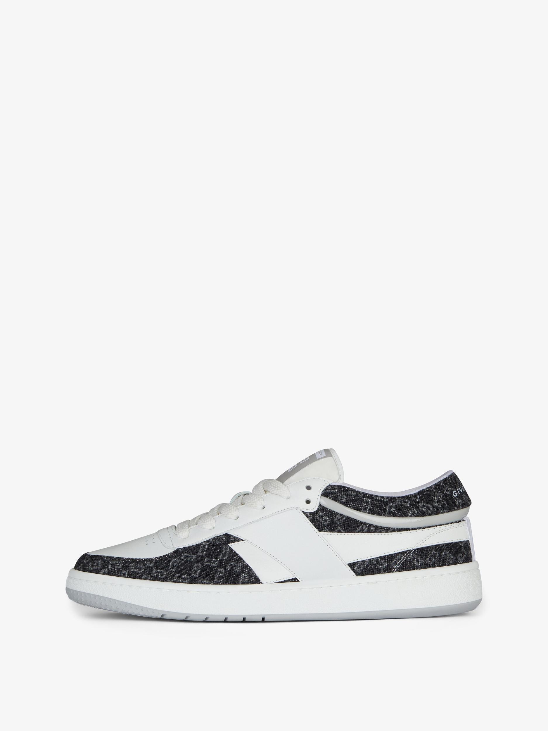 G Move sneakers in leather and monogram 72 denim Product Image