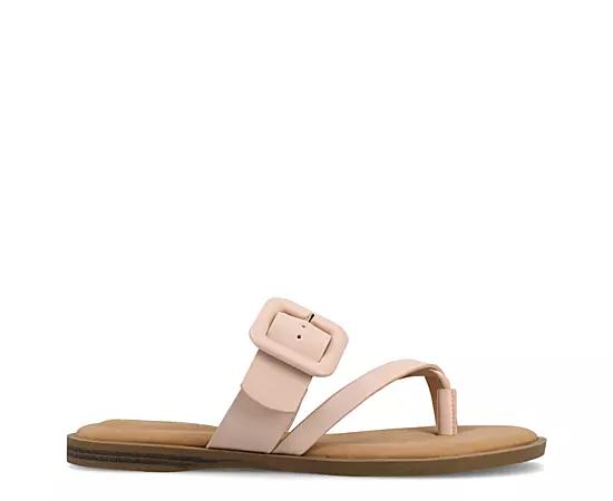 Journee Layra Women's Slip-On Toe Post Flat Sandals,  Product Image