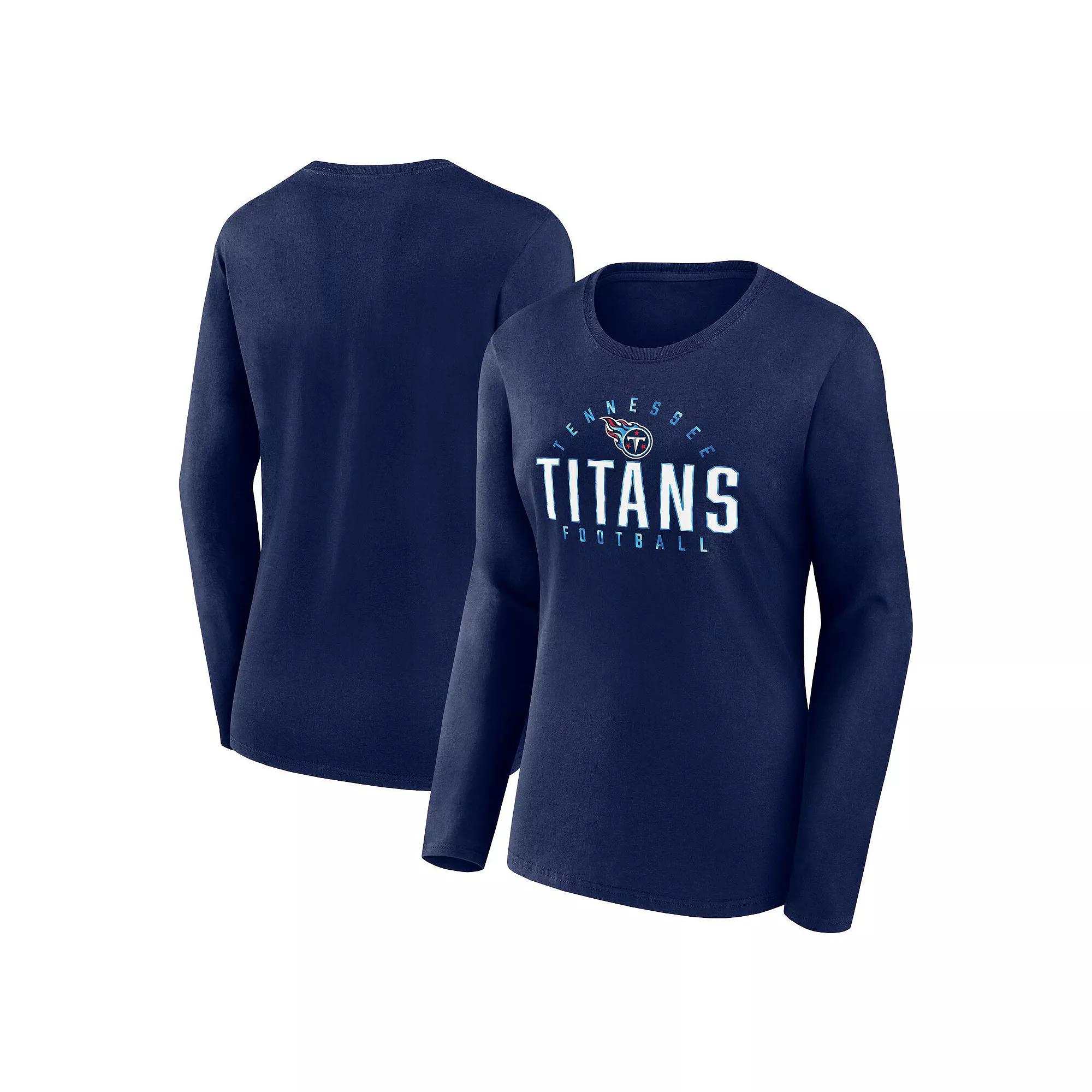 Women's Fanatics Branded Navy Tennessee Titans Plus Size Foiled Play Long Sleeve T-Shirt, Size: 2XL, Blue Product Image