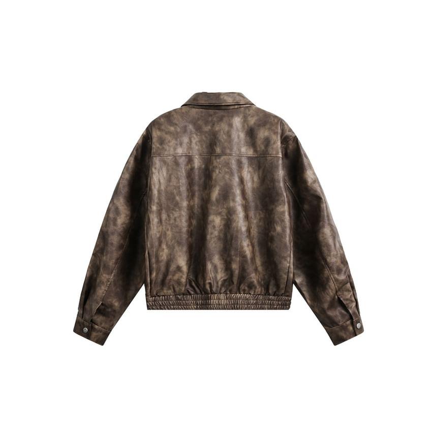 Faux-Leather Polo Jacket Product Image