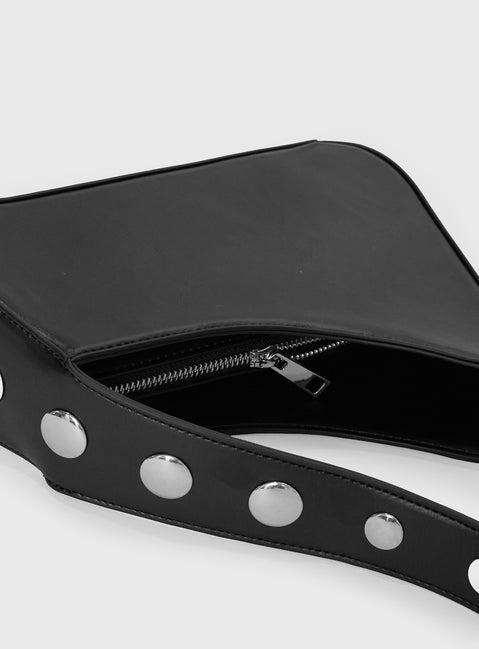 Popular Slanted Shoulder Bag Black Product Image