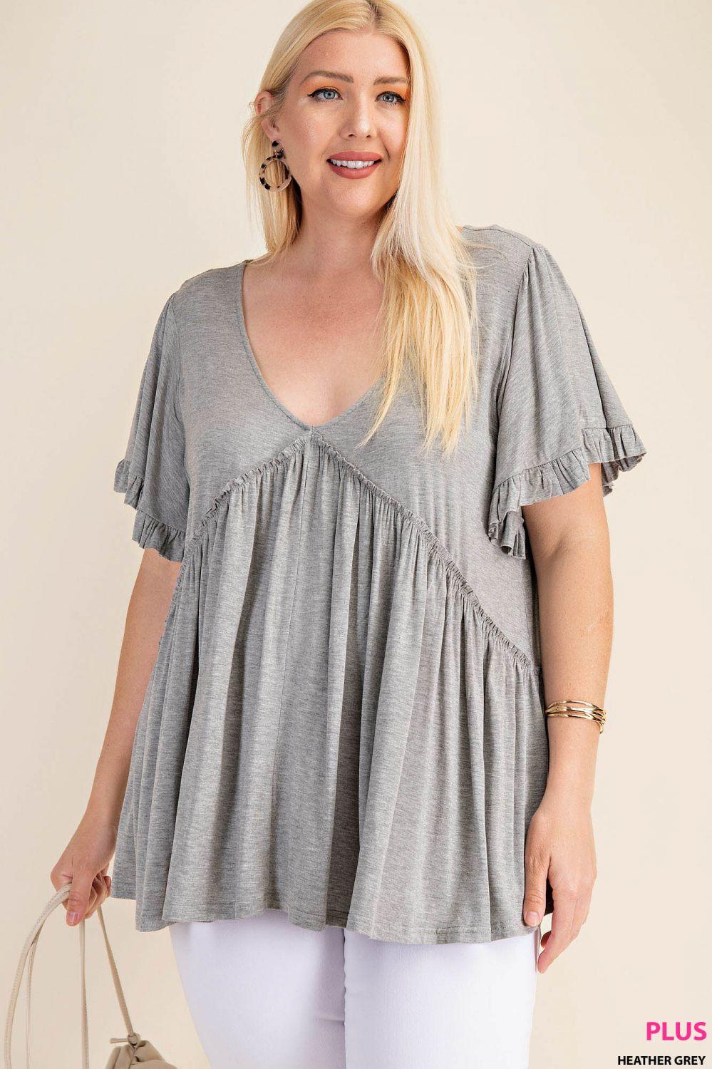 7275   Gracie Bell Sleeve Ruffle Top - Reg & Plus! Product Image