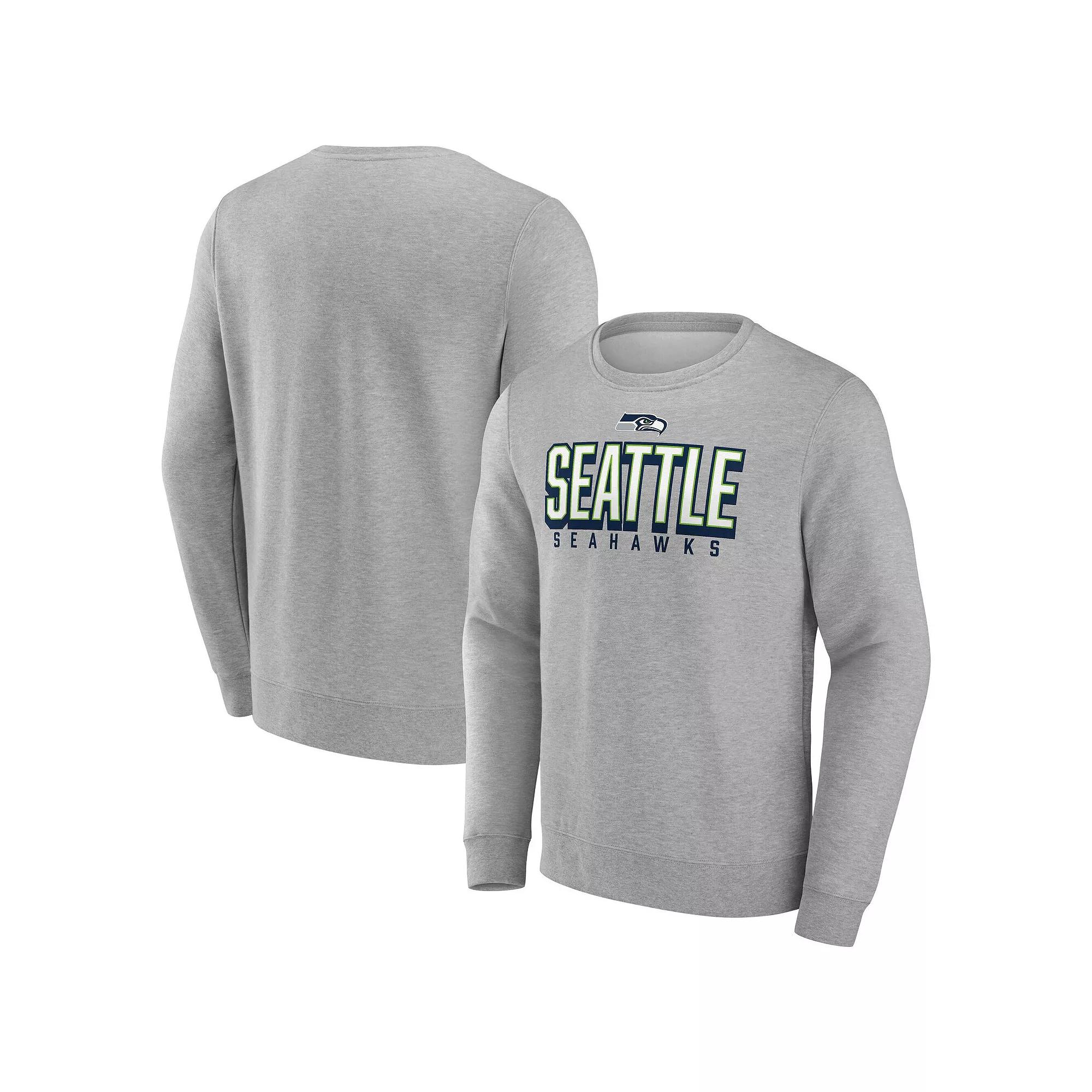 Men's Fanatics Heather Gray Seattle Seahawks Bold Move Pullover Sweatshirt,  Product Image