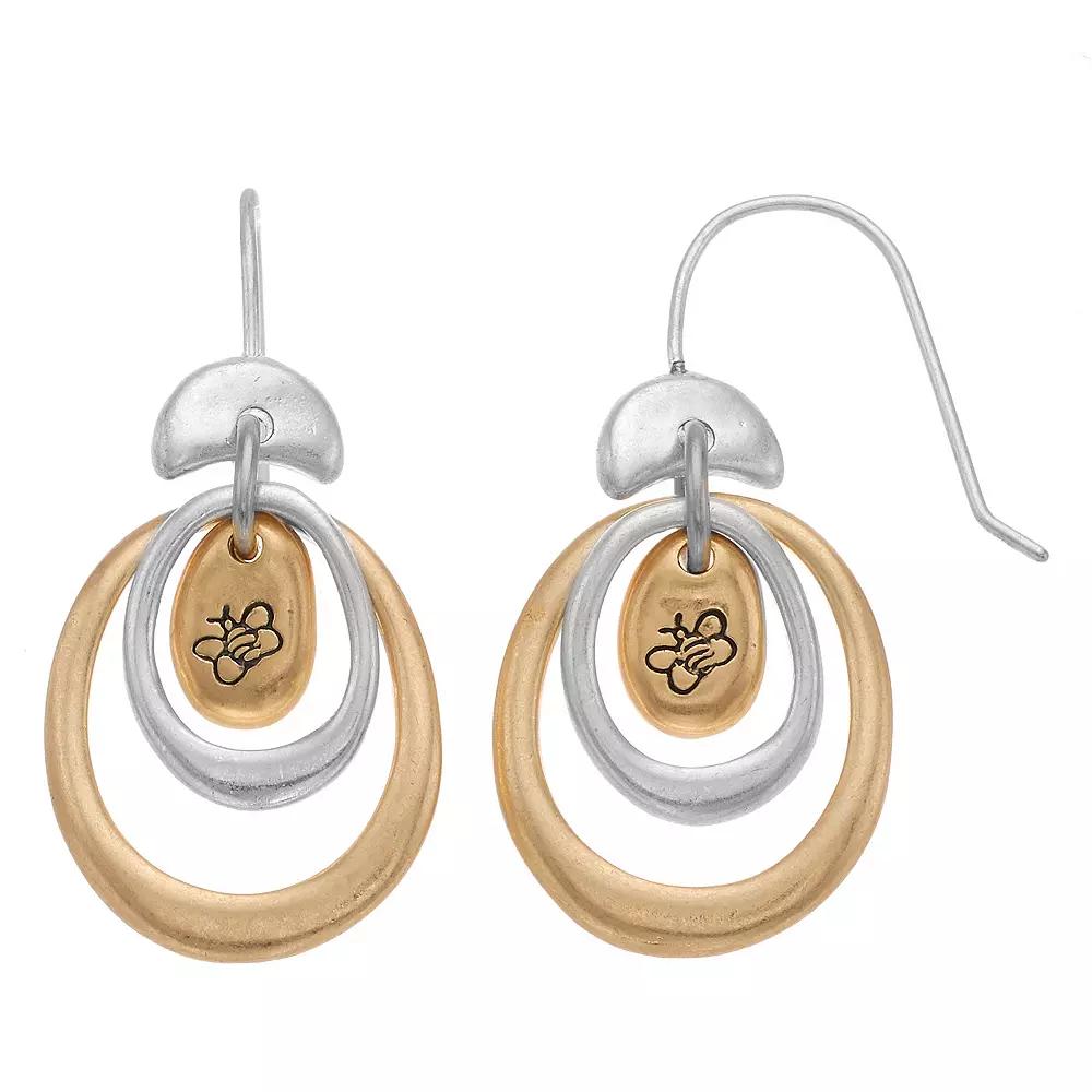 Bella Uno Two-Tone Double Hoop Earrings, Womens, Two Tone Product Image