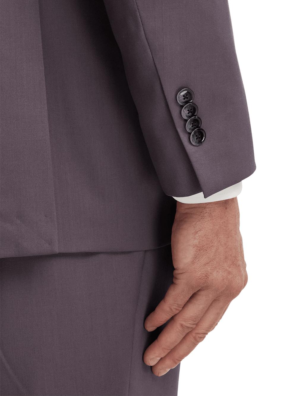 Wool Stretch Single Breasted Peak Lapel Suit Jacket - Slate Purple Product Image