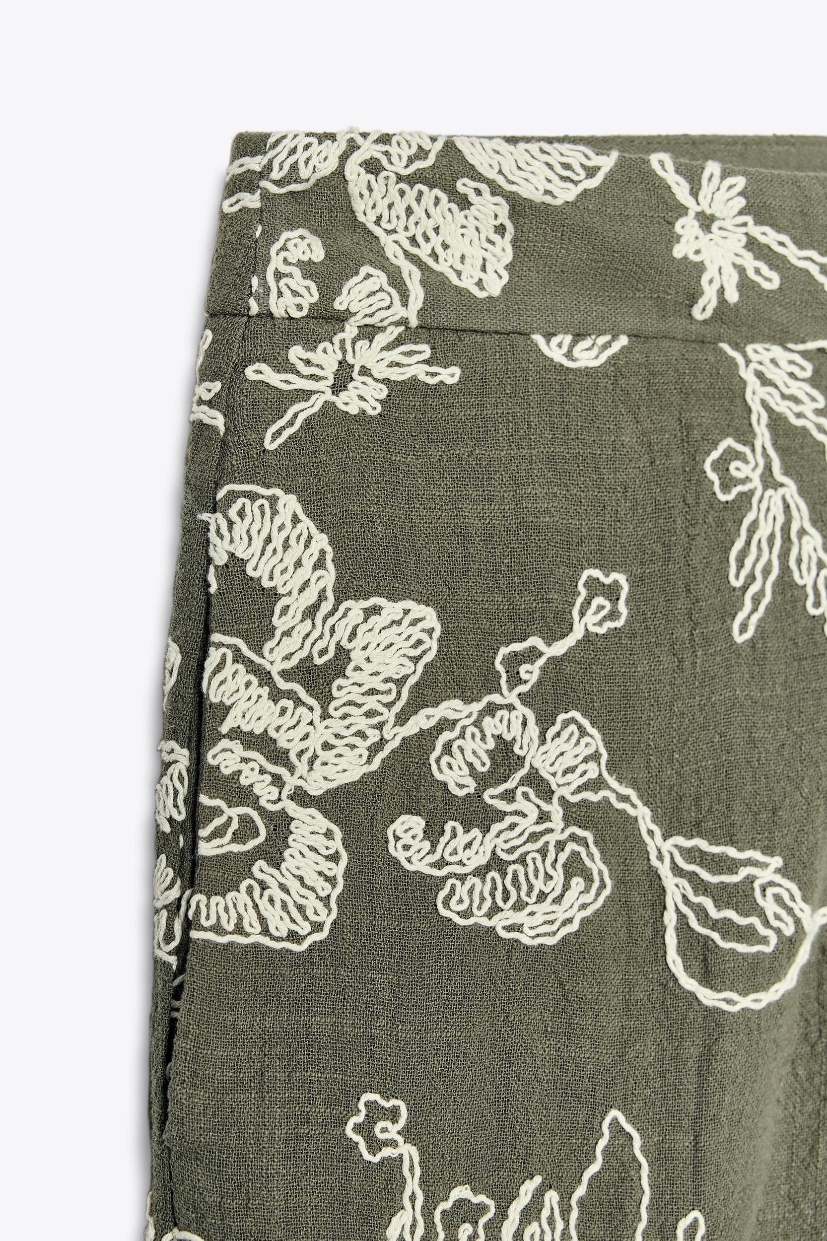 GUIPURE HEM EMBROIDERED PANTS Product Image