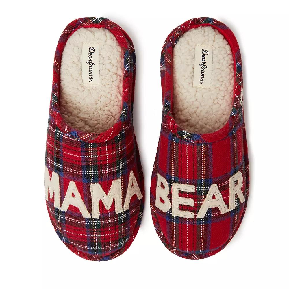 Women's Dearfoams Mama Bear Plaid Clog Slippers,  Product Image