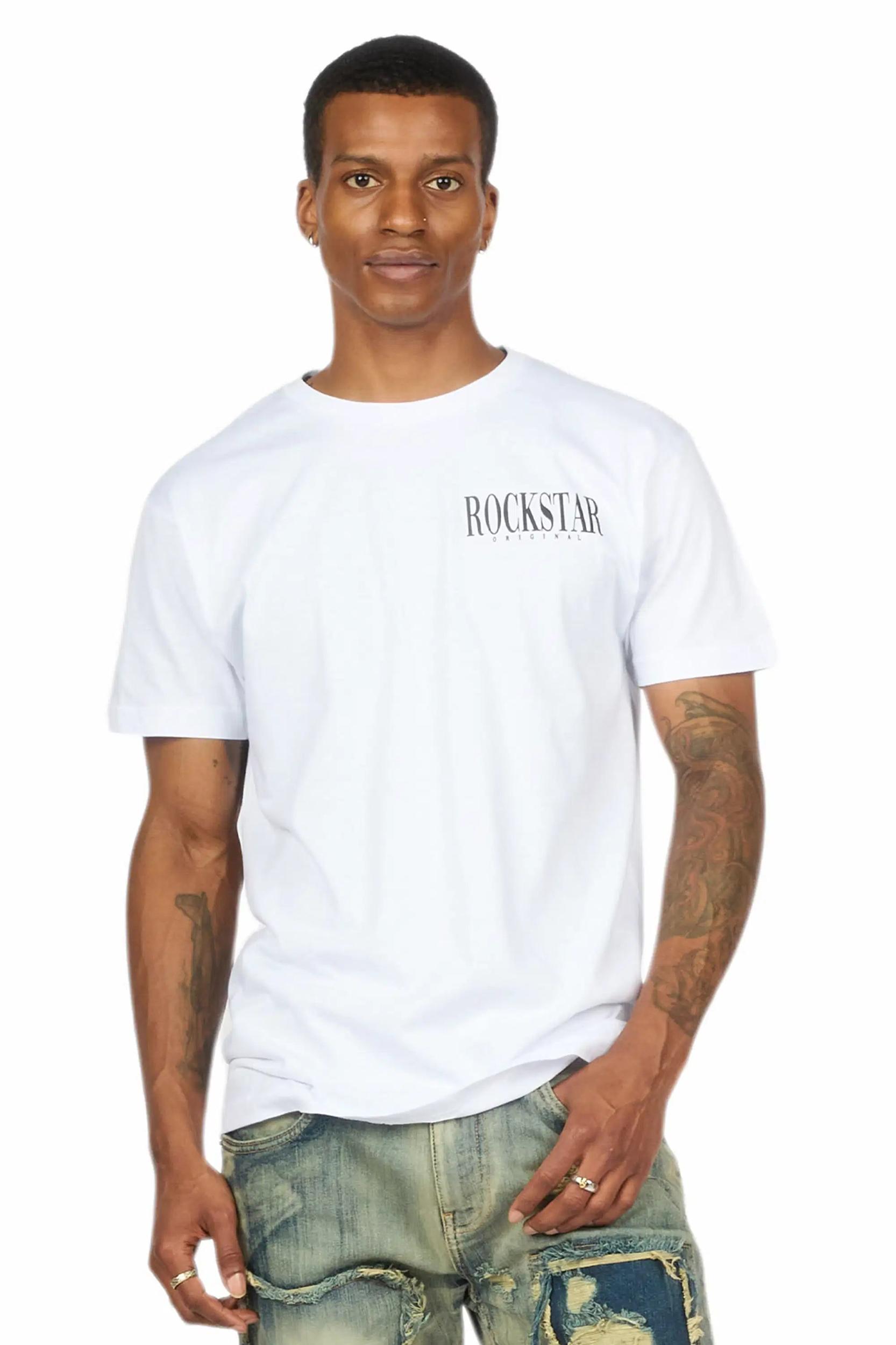 Dayte Nite White Graphic T-Shirt Male Product Image