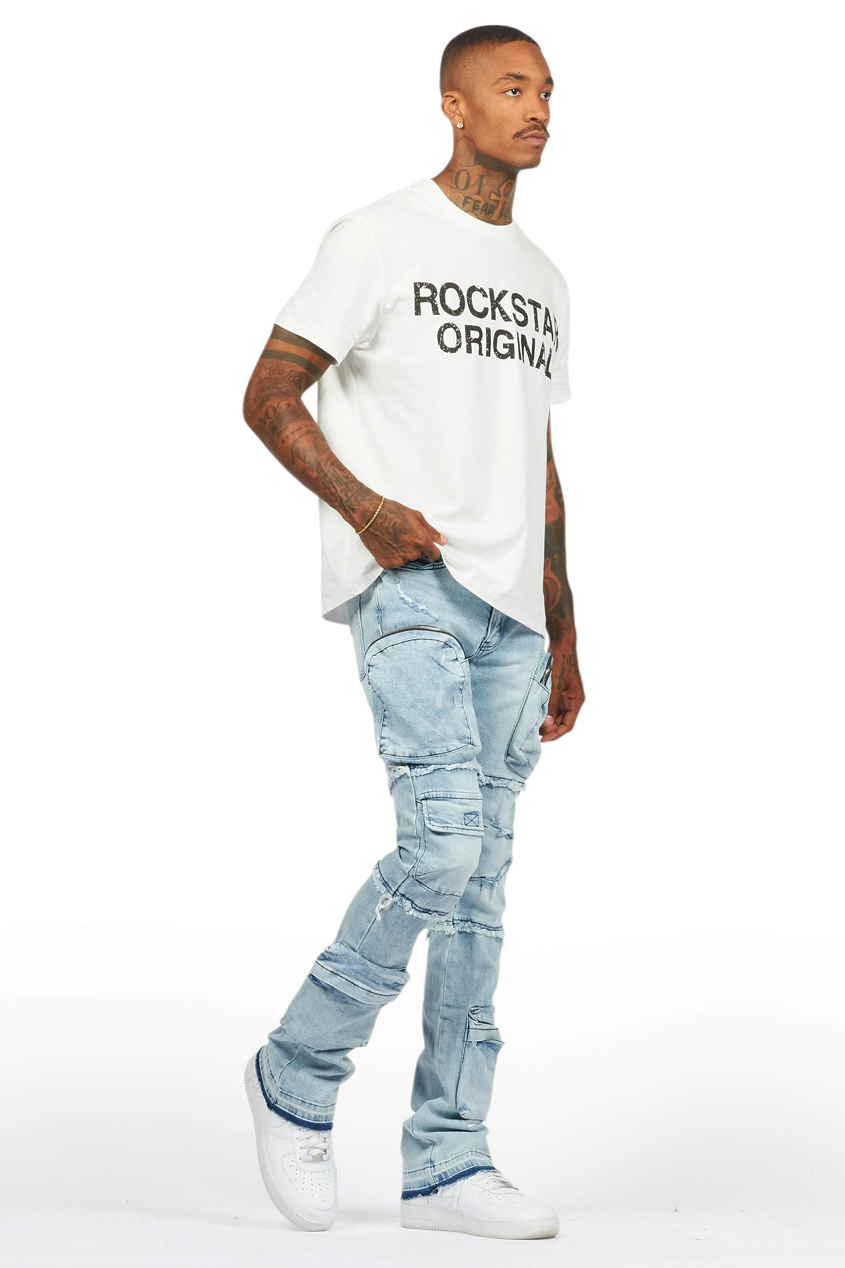 Shift Light Blue Stacked Flare Jean Male Product Image