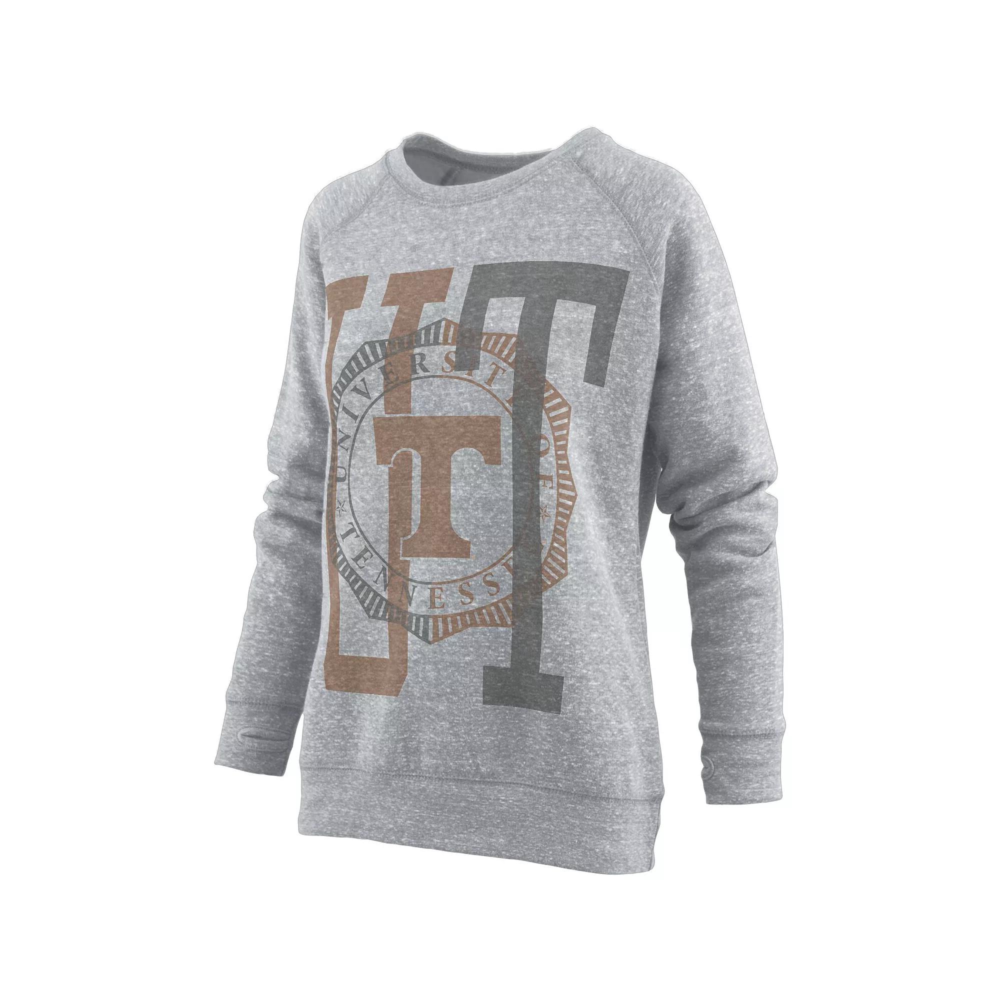 Women's Pressbox Heather Gray Tennessee Volunteers Knobi Raglan Pullover Sweatshirt, Size: Medium, Grey Product Image