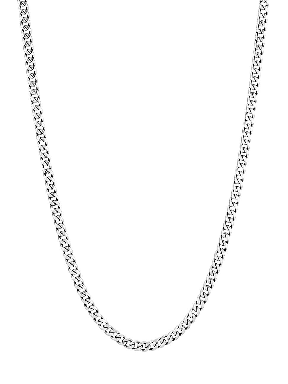 Mens Classic Chain Sterling Silver Curb Link Necklace Product Image