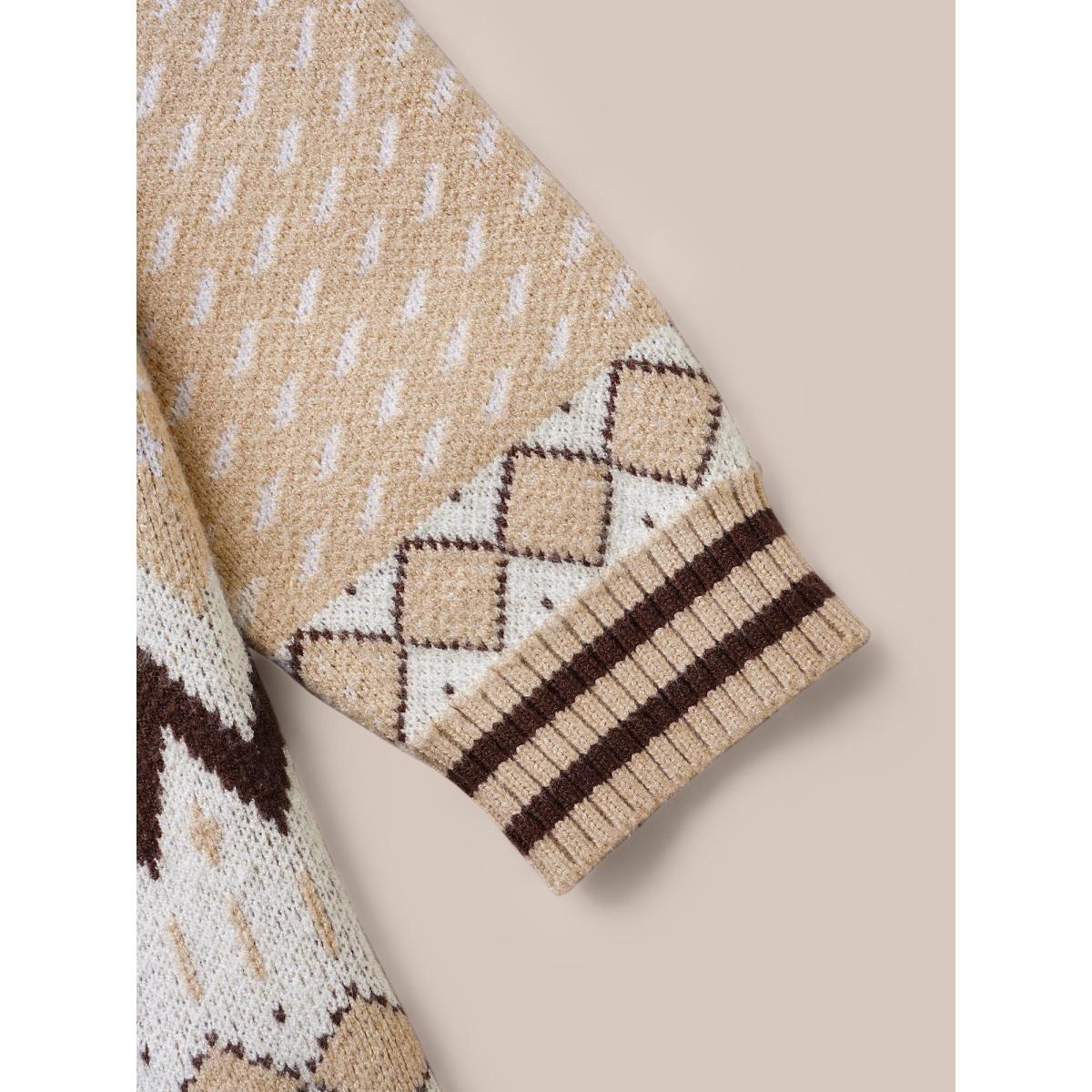 Plus Size Supersoft Essentials Bandana Geometric Pocket Cardigan Tan Women Casual Loose Long Sleeve Everyday Cardigans BloomChic 14-16/1X Product Image