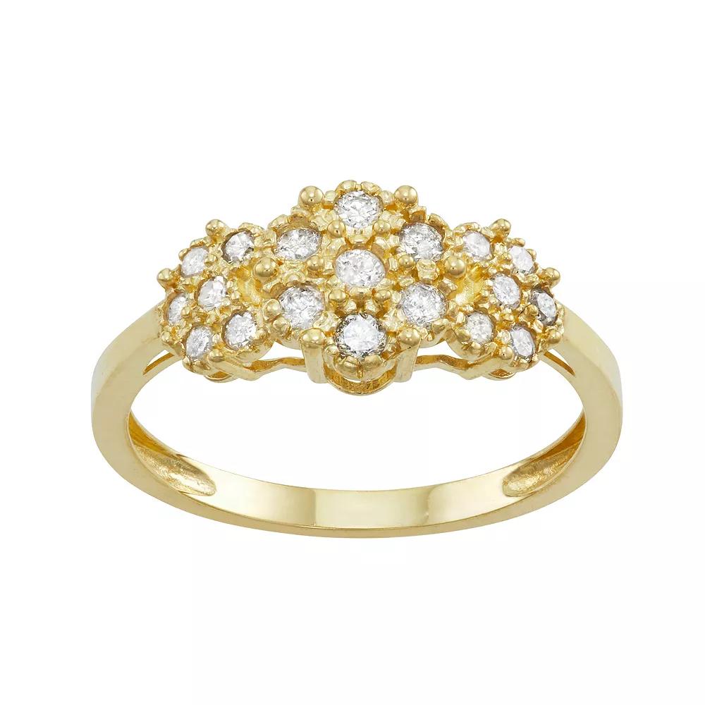 Tiara 10k Gold 3/8 Carat T.W. Diamond Flower Ring, Women's, Size: 6 Product Image