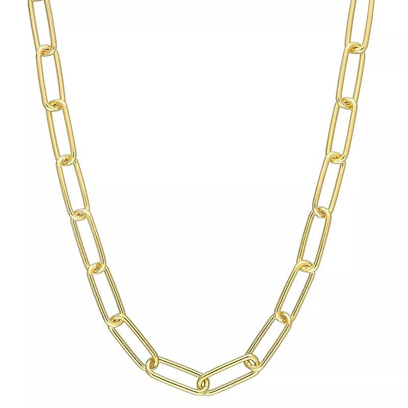 Stella Grace 18k Gold Over Silver 5 mm Paper Clip Link Chain Necklace, Womens 18k Gold Plated Product Image