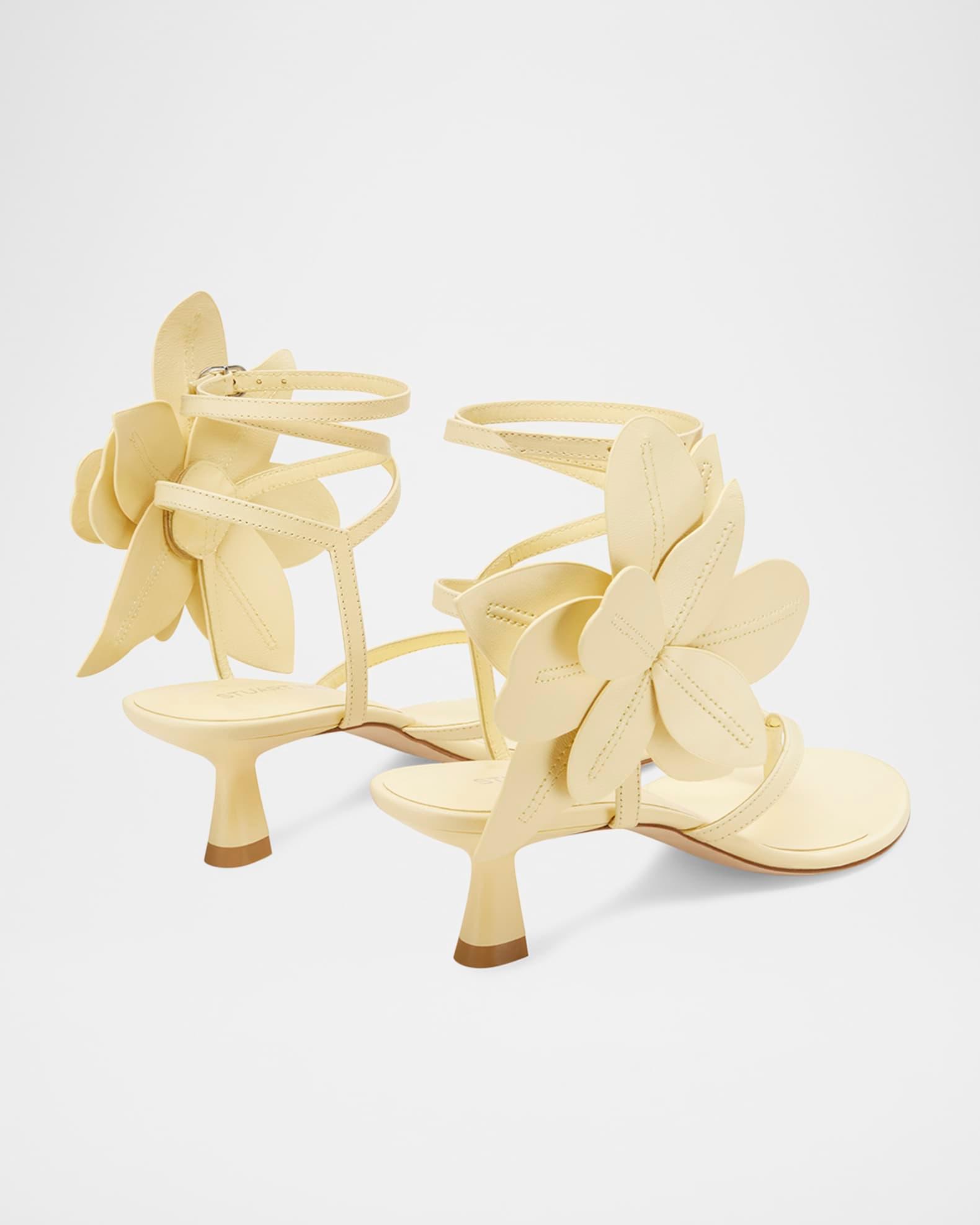 Paradise 50 Flower Leather Kitten Sandals  Product Image