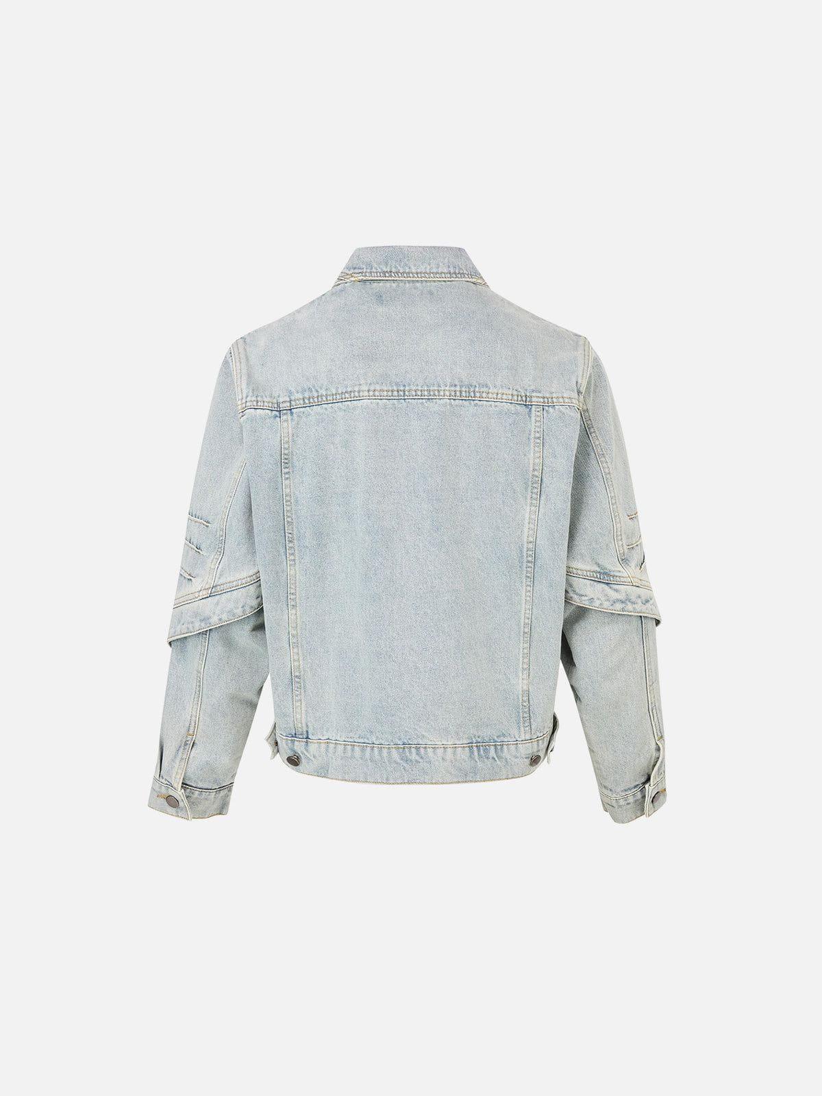 Aelfric Eden Pleated Washed Boxy Denim Jacket Product Image