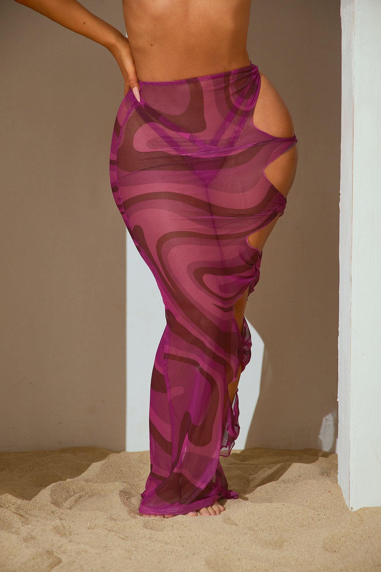 Summer Spritz 3 Piece Bikini Skirt Set - Purple/combo Product Image