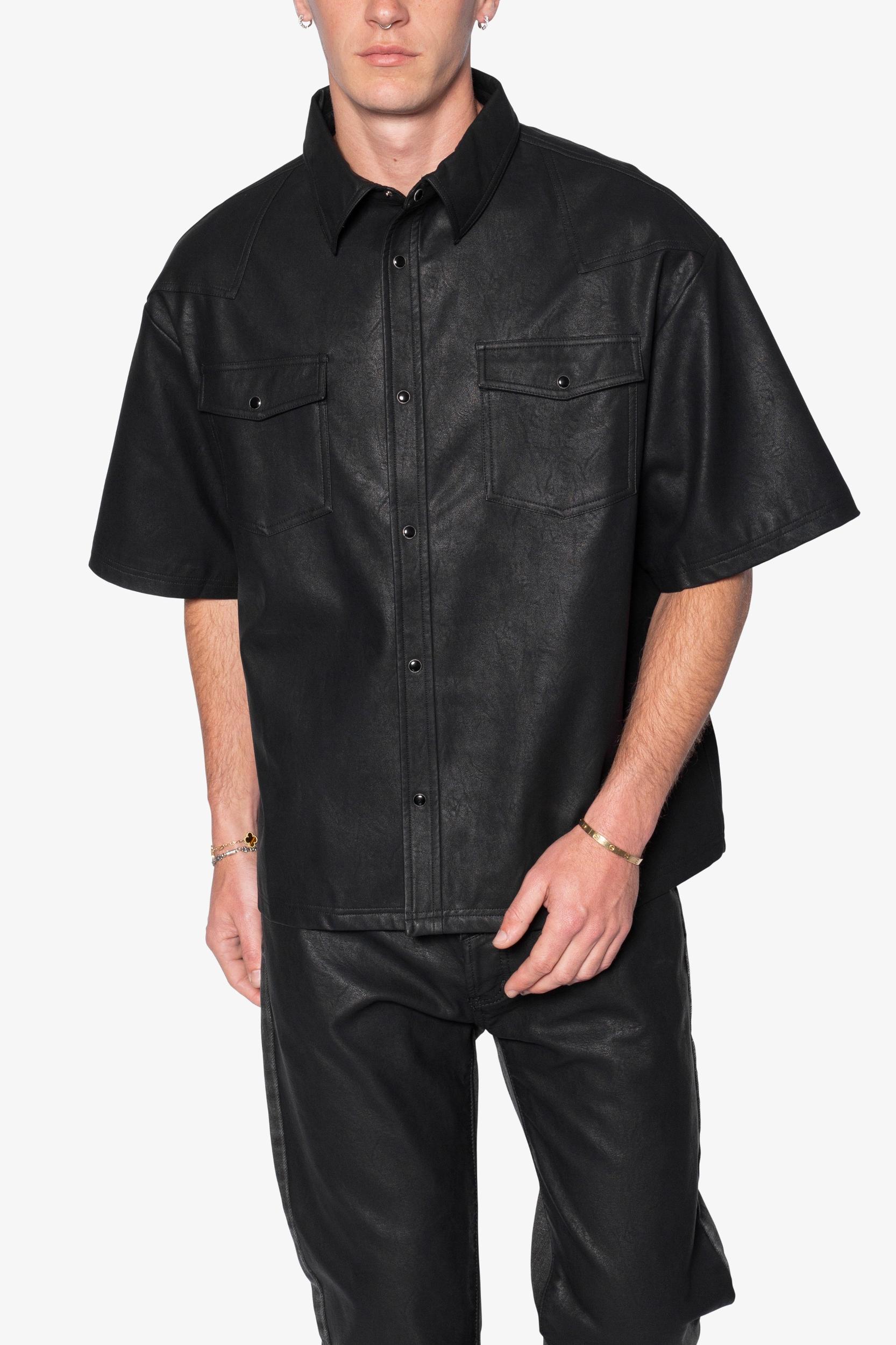 Leather S/S Shirt - Black Product Image