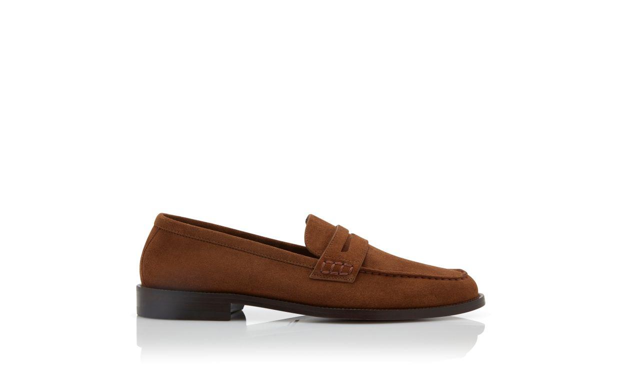 PERRY Dark Brown Suede Penny Loafers Product Image