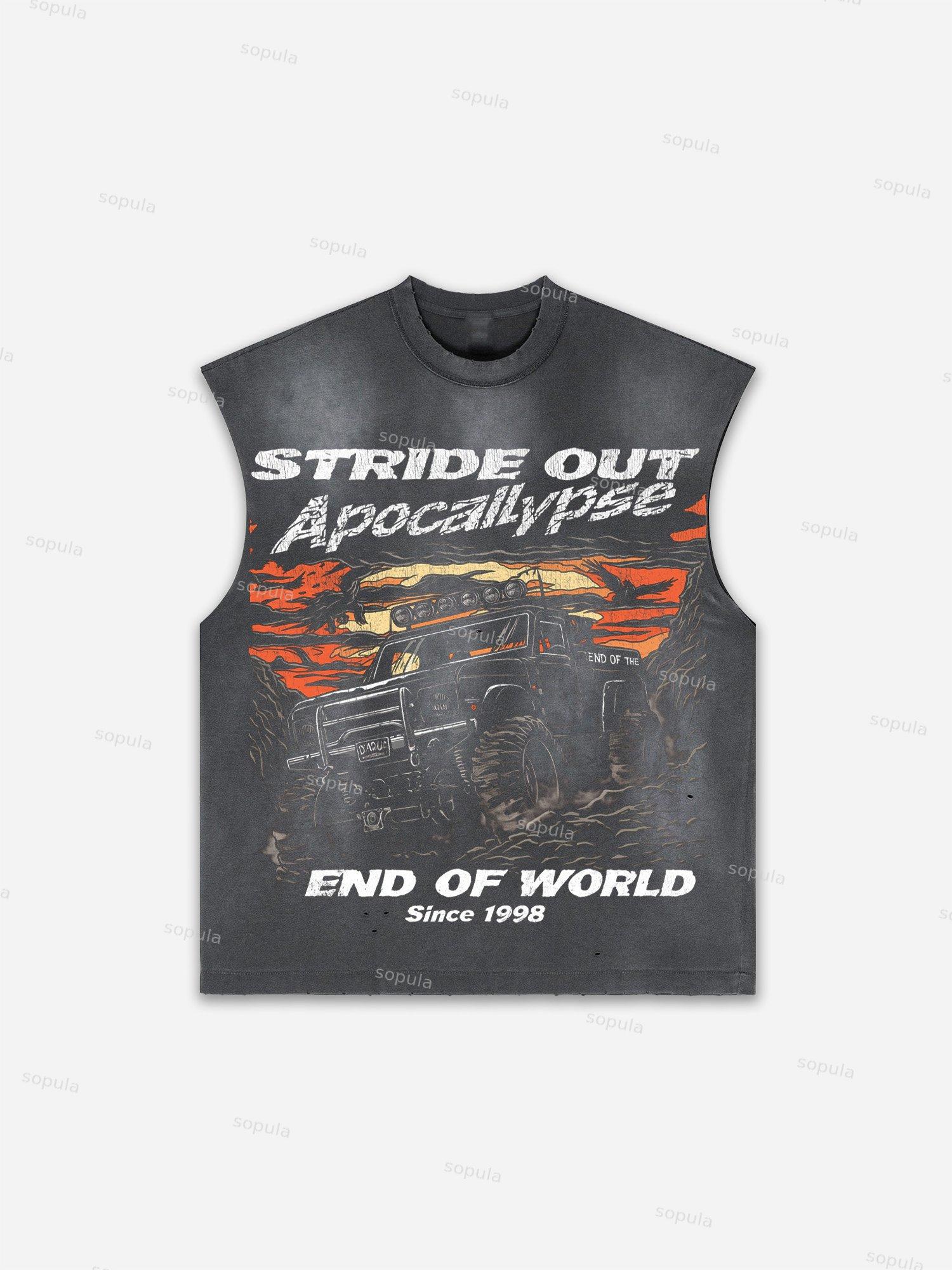 Sopula Men's Lips Graphic Print Distressed Tank Tops Sleeveless Shirts Product Image