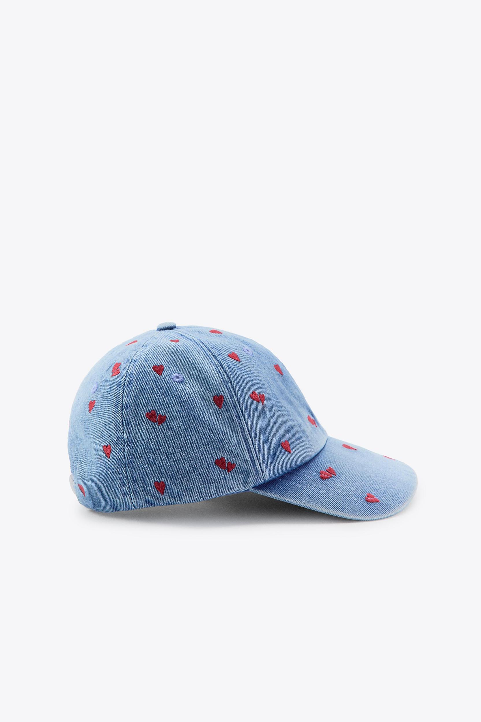 DENIM CAP WITH HEART EMBROIDERY Product Image