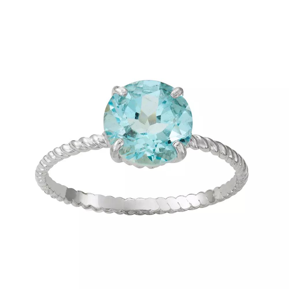 Tiara 10k White Gold Aquamarine Twist Ring, Women's, Size: 7, 10k Whgold Product Image