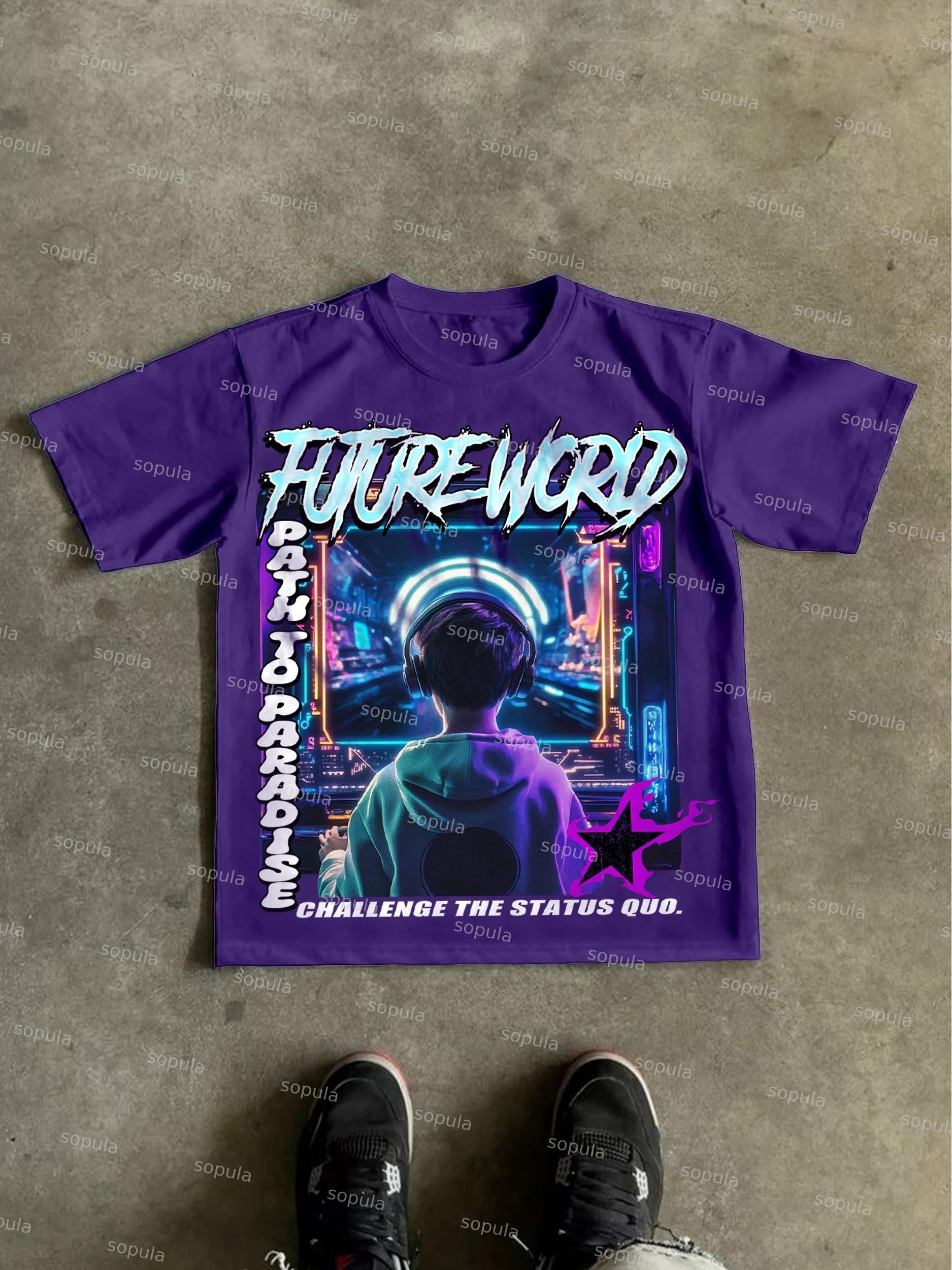 Sopula Future World Brainstorming Graphic Print Cotton T-Shirt Product Image