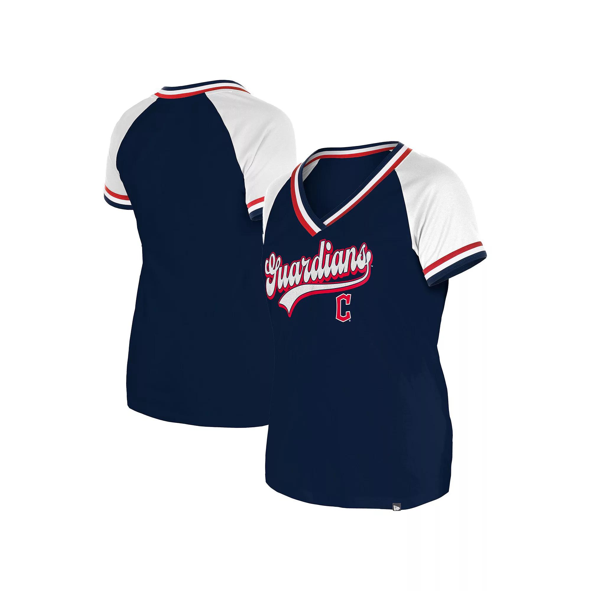 Women's New Era Navy Cleveland Guardians Gameday Raglan V-Neck T-Shirt, Size: Medium, Grd Blue Product Image