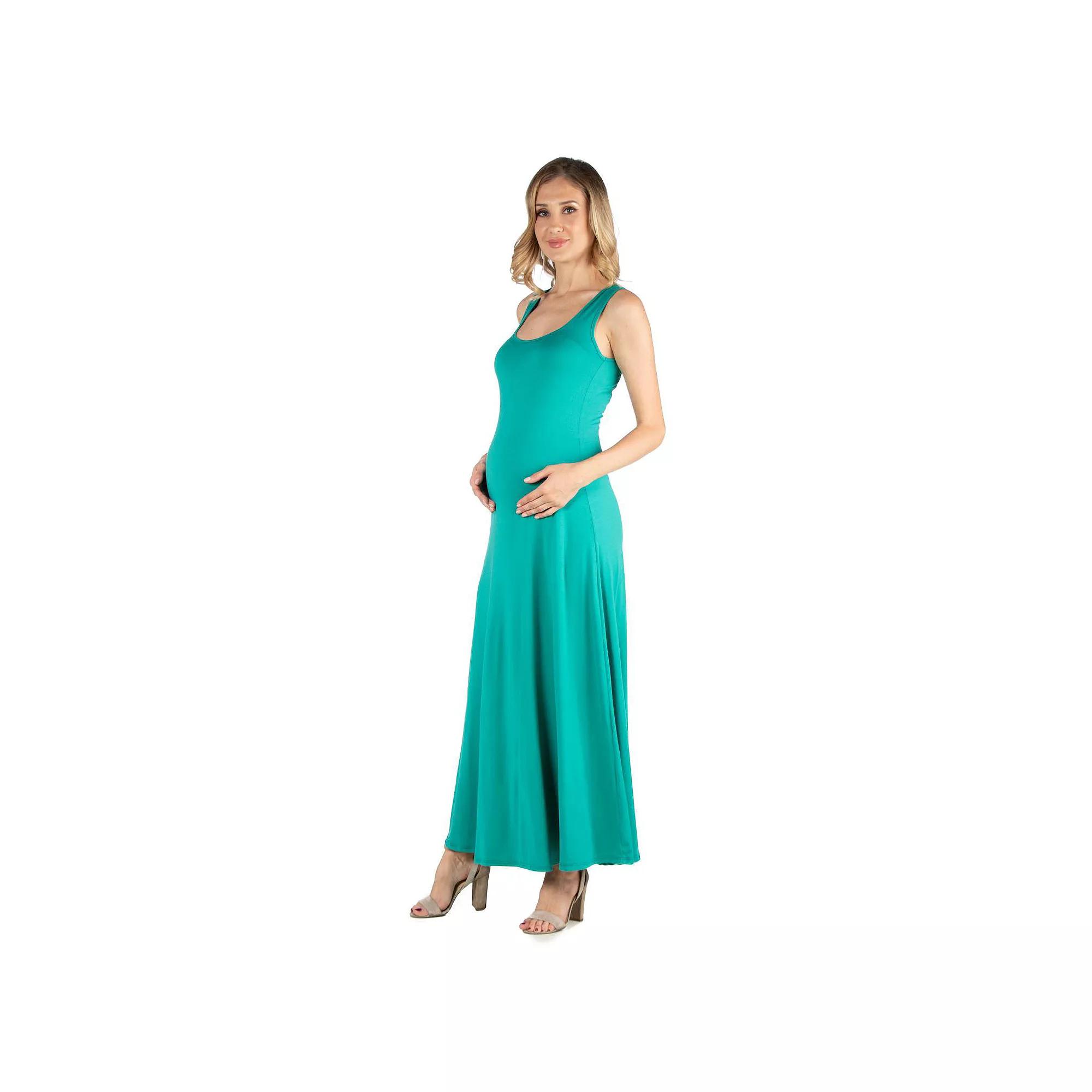 Maternity 24Seven Comfort Apparel Slim Fit A-Line Sleeveless Maxi Dress, Women's,  Product Image