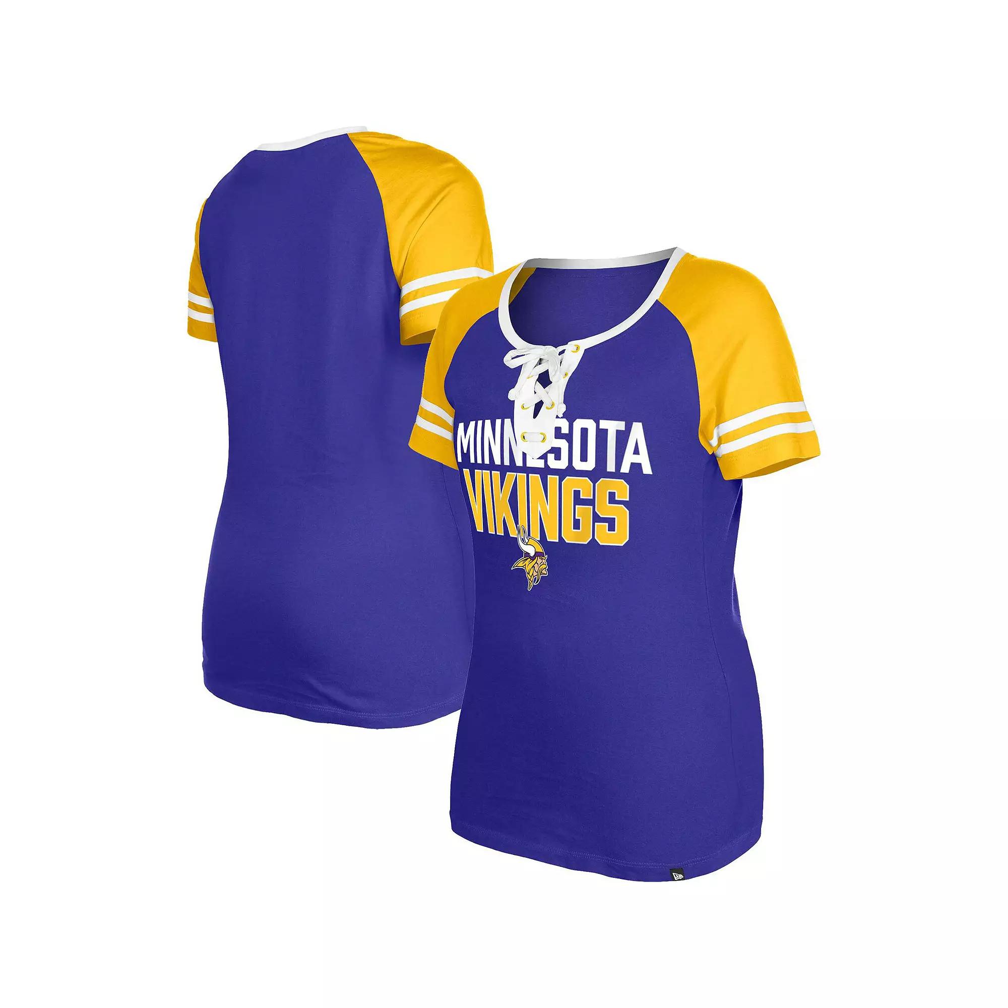 Women's New Era Purple Minnesota Vikings Raglan Lace-Up T-Shirt,  Product Image