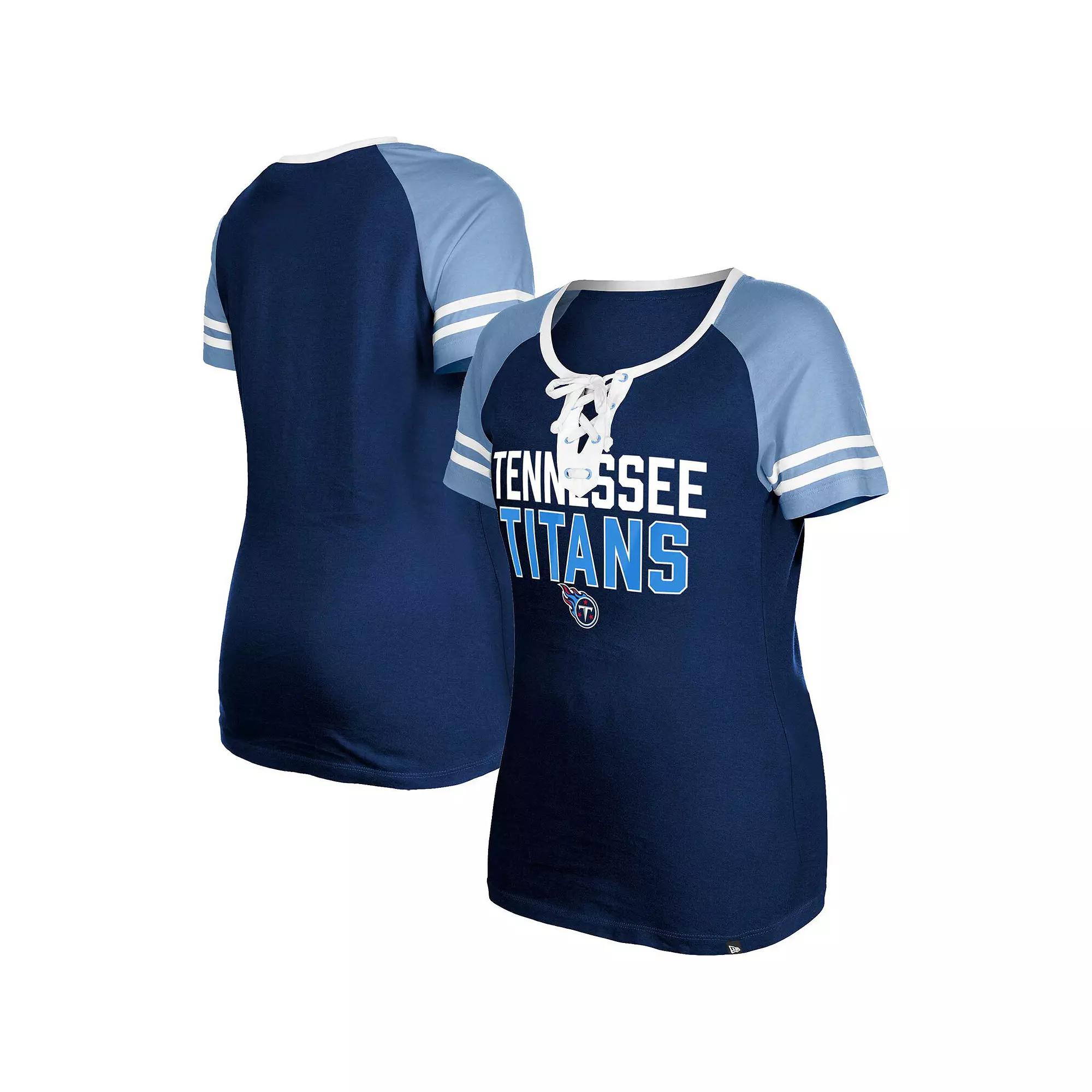Women's New Era Navy Tennessee Titans Raglan Lace-Up T-Shirt,  Product Image